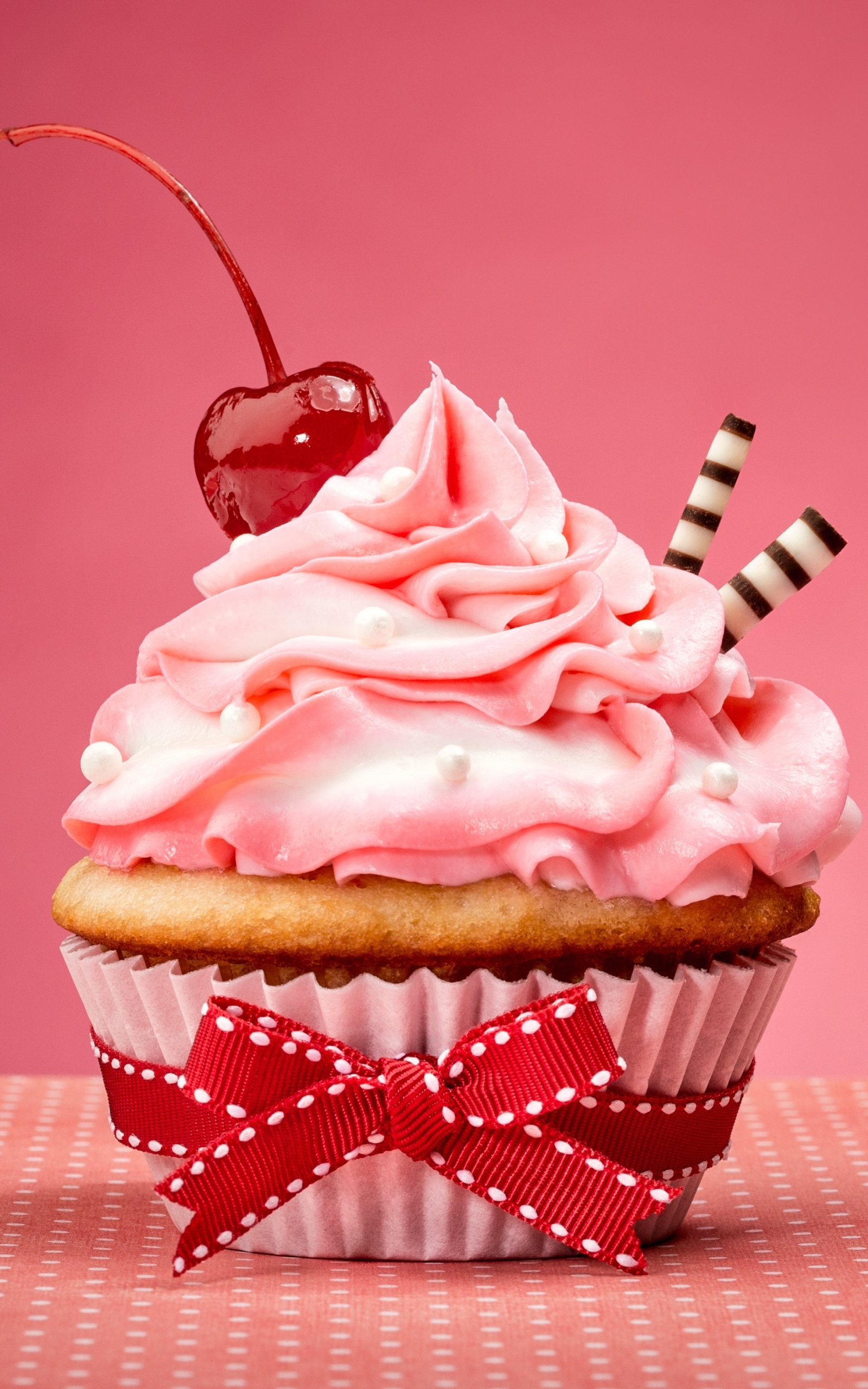 Download mobile wallpaper Food, Cherry, Dessert, Cream, Fruit, Cupcake for free.