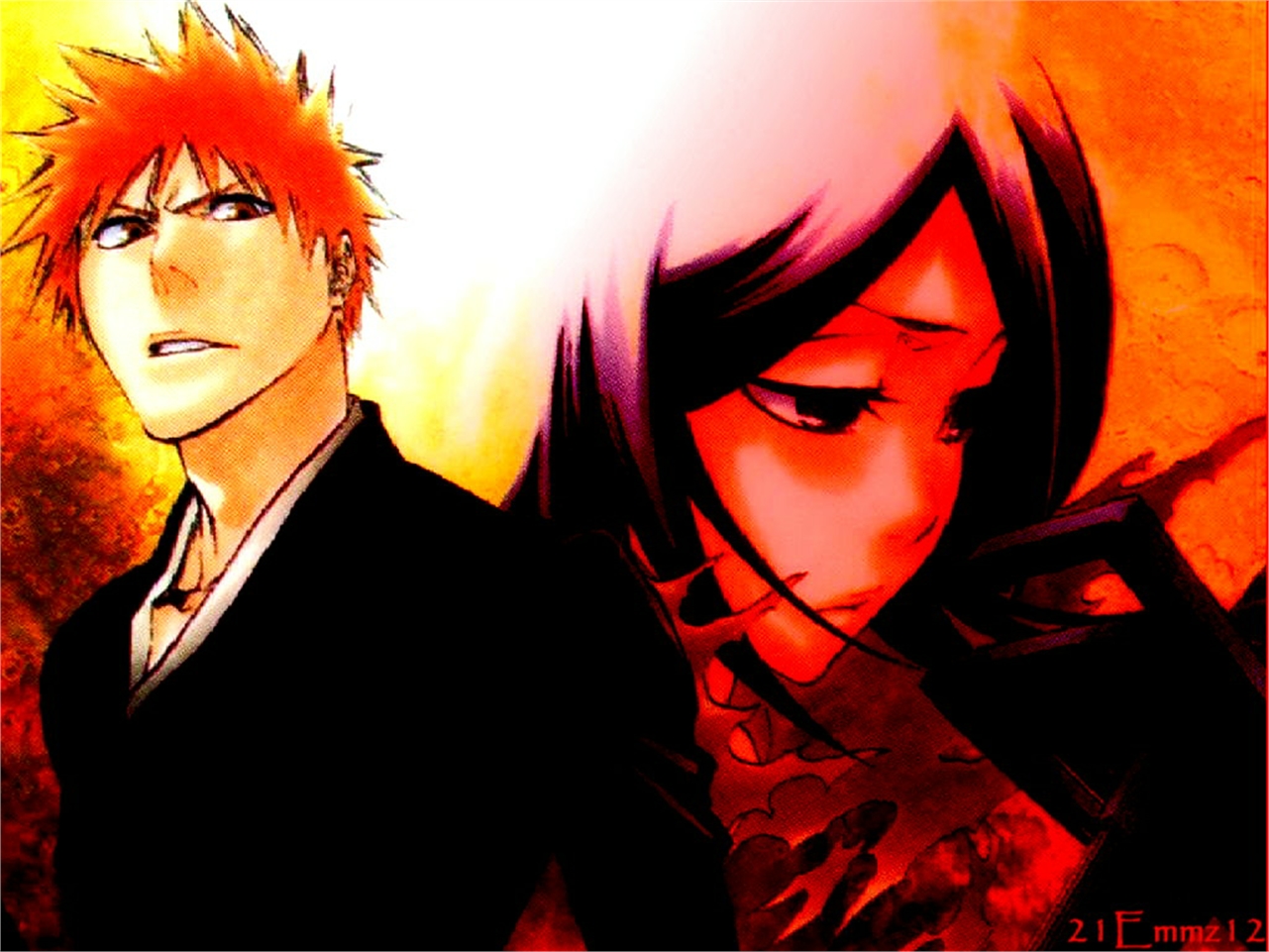 Free download wallpaper Anime, Bleach, Rukia Kuchiki, Ichigo Kurosaki on your PC desktop