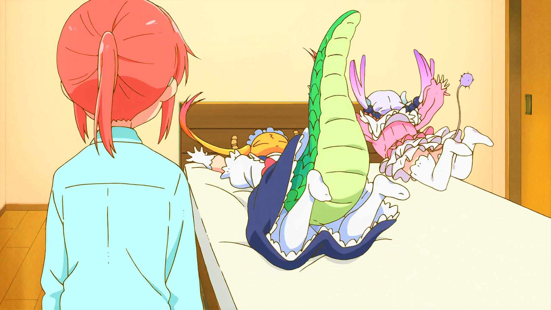 Handy-Wallpaper Animes, Tohru (Miss Kobayashis Drachenmädchen), Kobayashi San Chi No Maid Dragon, Kanna Kamui, Kobayashi (Fräulein Kobayashis Drachenmädchen) kostenlos herunterladen.