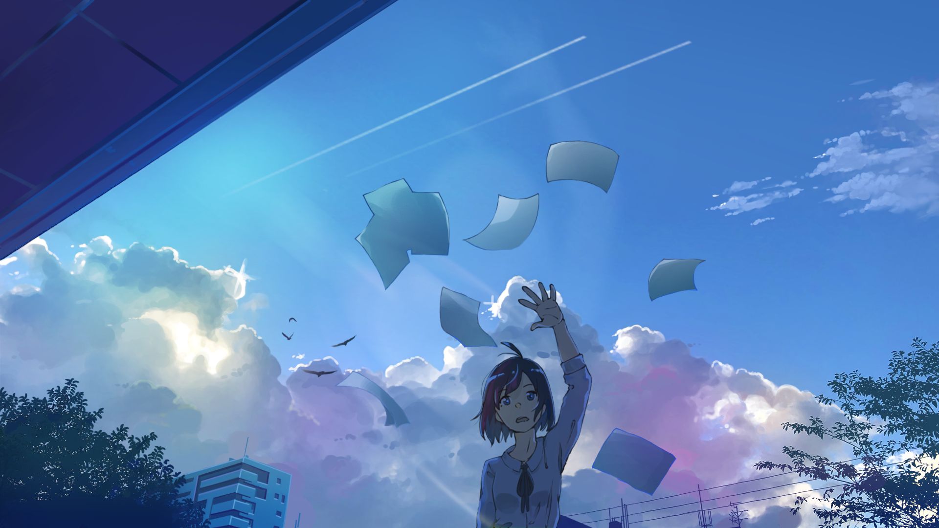 Baixe gratuitamente a imagem Anime, Verão, Garota, Nuvem, Cabelo Curto na área de trabalho do seu PC