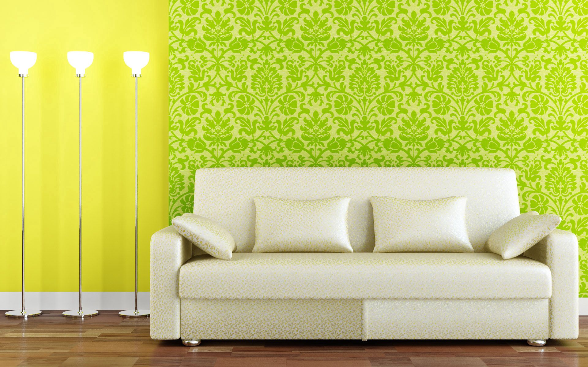 wallpaper, lamp, miscellanea, miscellaneous, wall, style, sofa, lamps