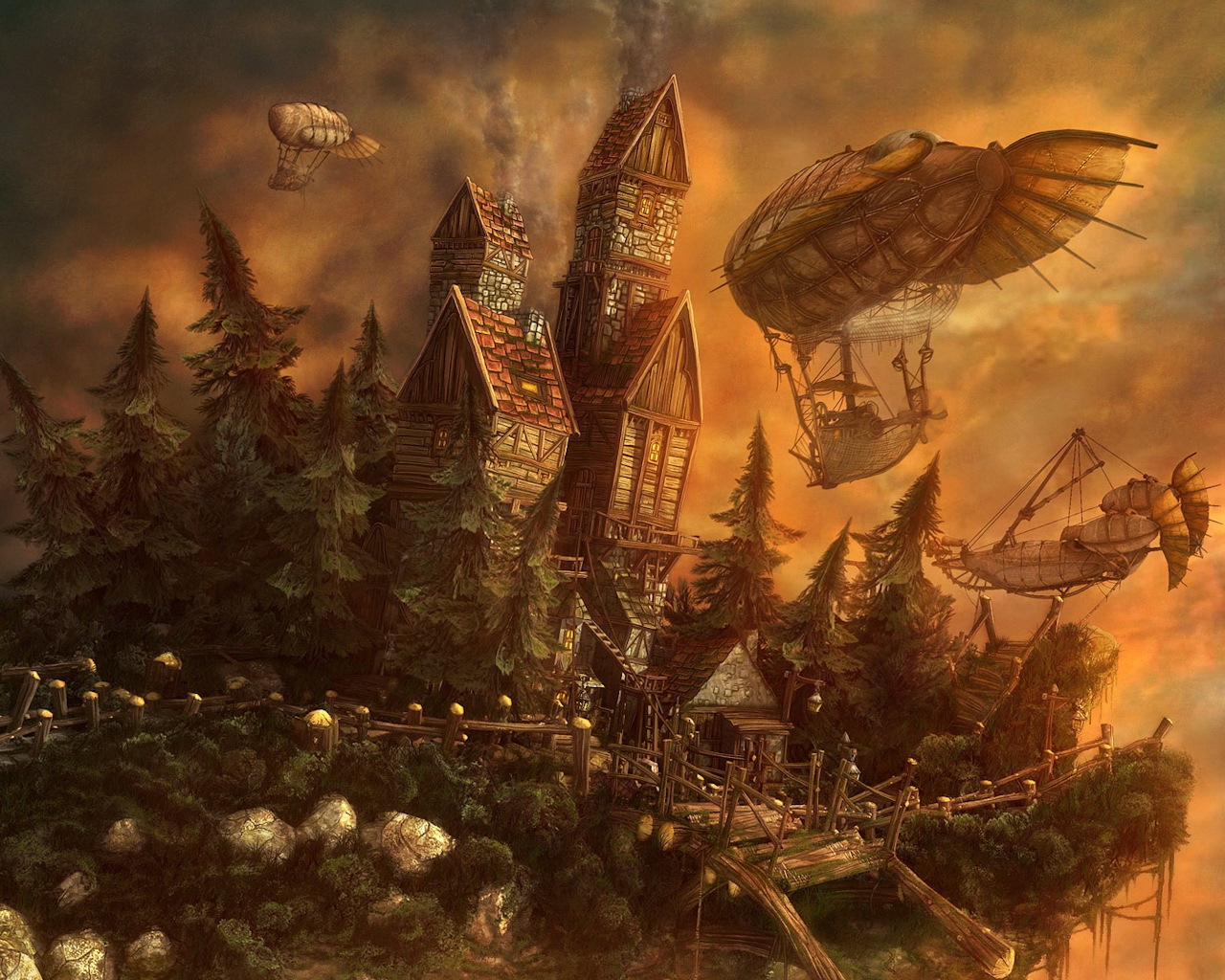 Download mobile wallpaper Landscape, Fantasy, Steampunk for free.