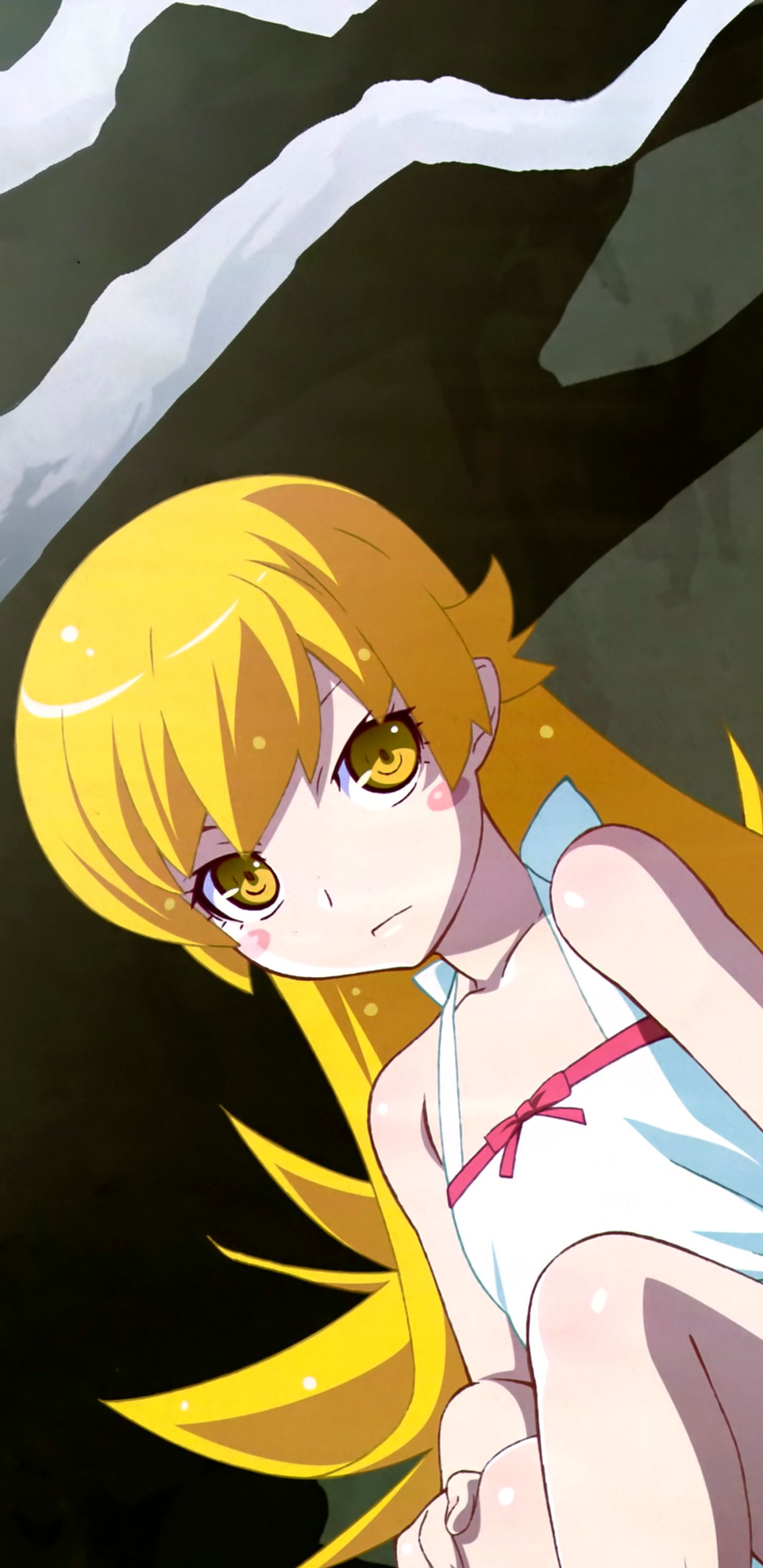 Download mobile wallpaper Anime, Blonde, Yellow Eyes, Long Hair, Monogatari (Series), Shinobu Oshino, Kiss Shot Acerola Orion Heart Under Blade for free.