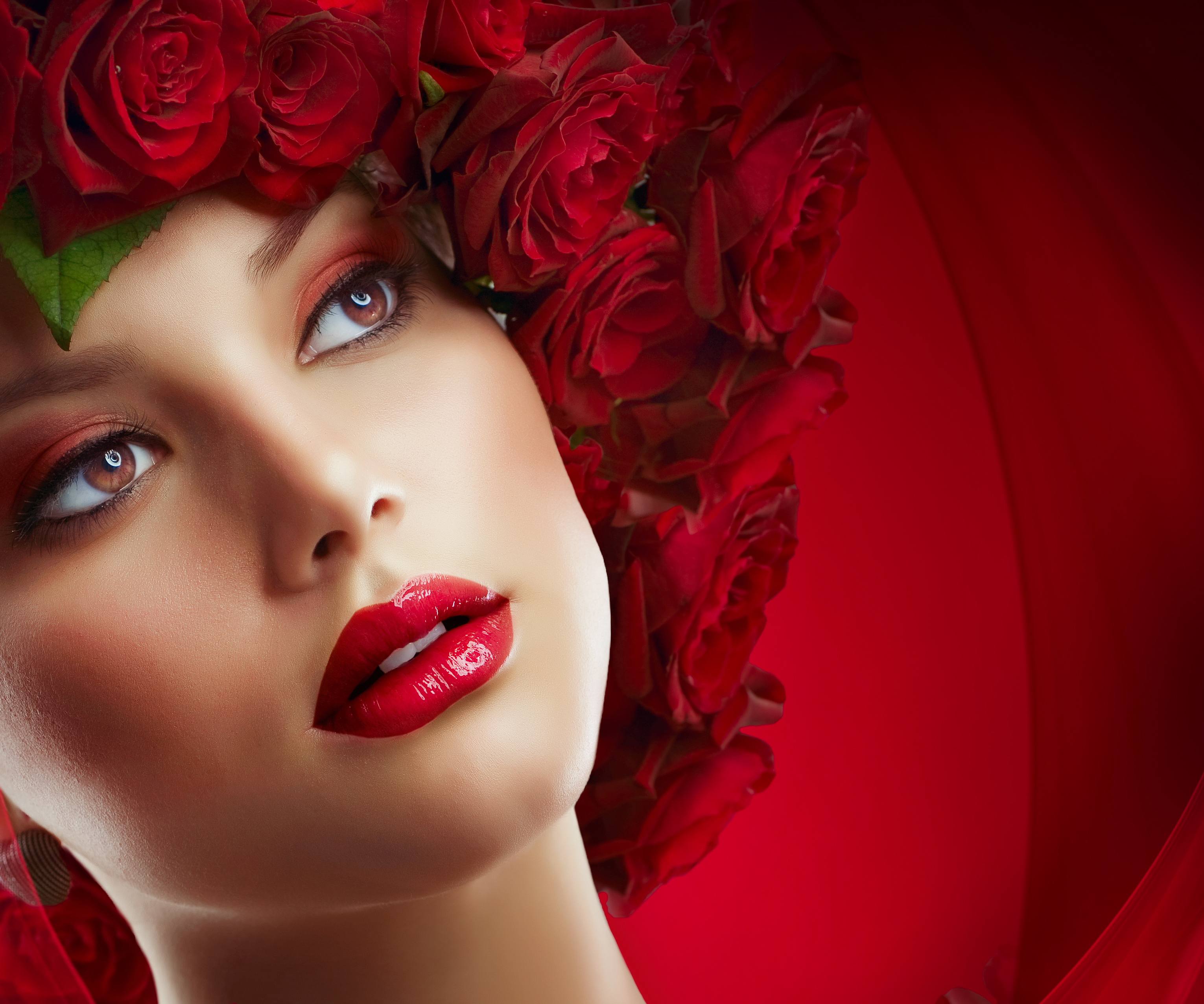 687957 завантажити картинку макіяж, жінки, обличчя, модель, роза - шпалери і заставки безкоштовно