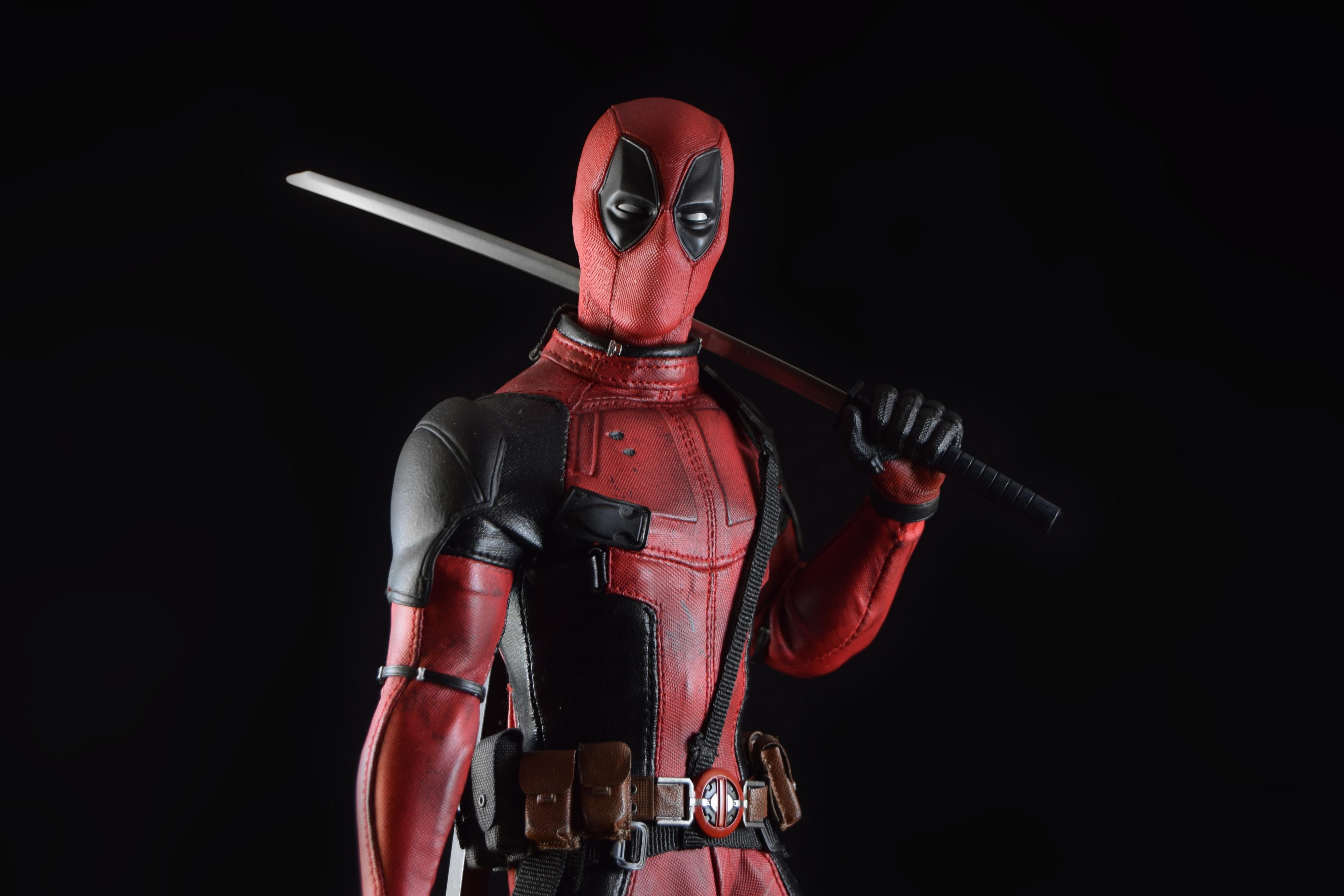 Download mobile wallpaper Deadpool, Toy, Figurine, Katana, Man Made for free.