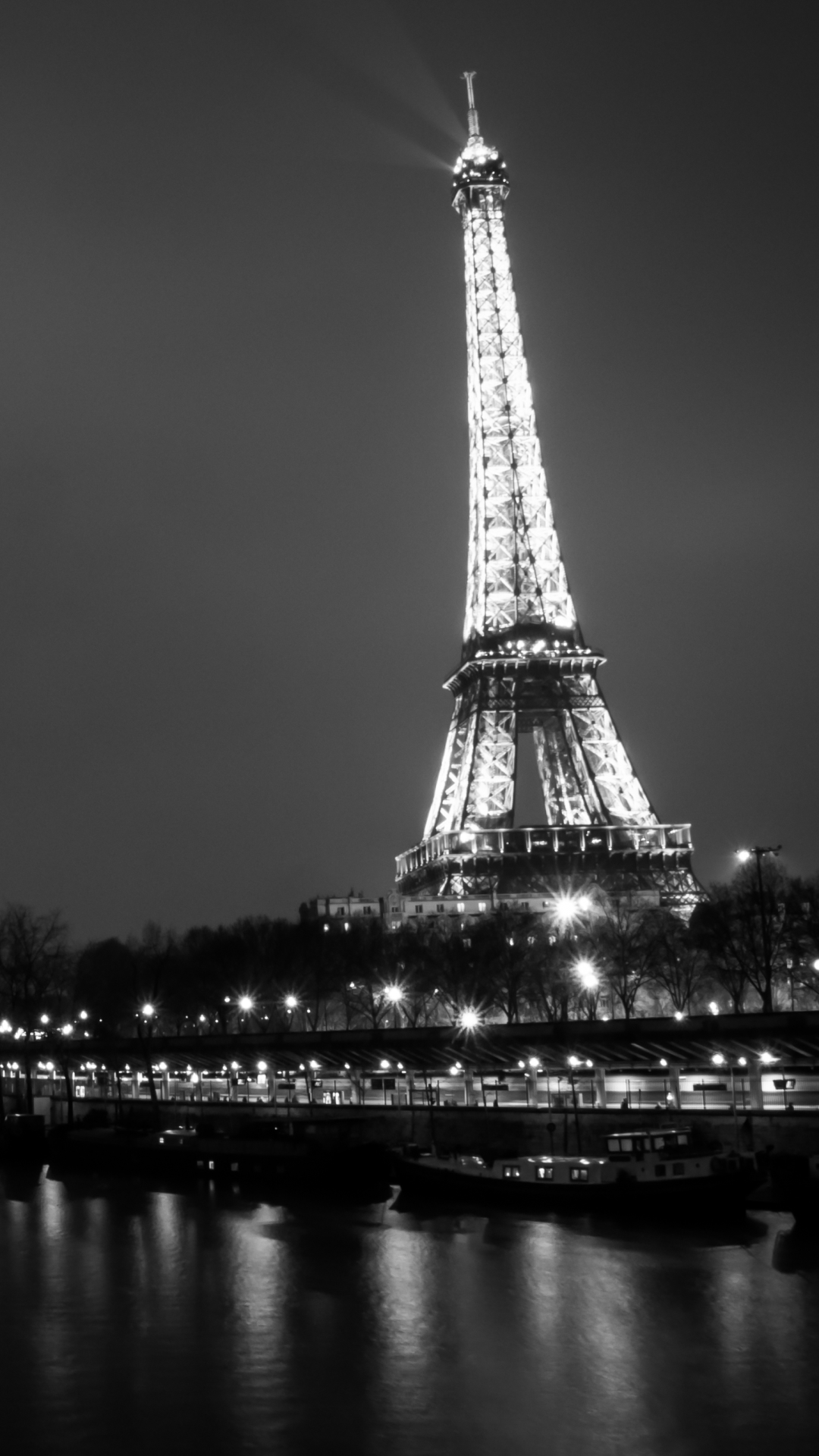 Baixar papel de parede para celular de Cidades, Noite, Paris, Torre Eiffel, Rio, Luz, França, Leve, Preto Branco, Feito Pelo Homem, Preto & Branco gratuito.