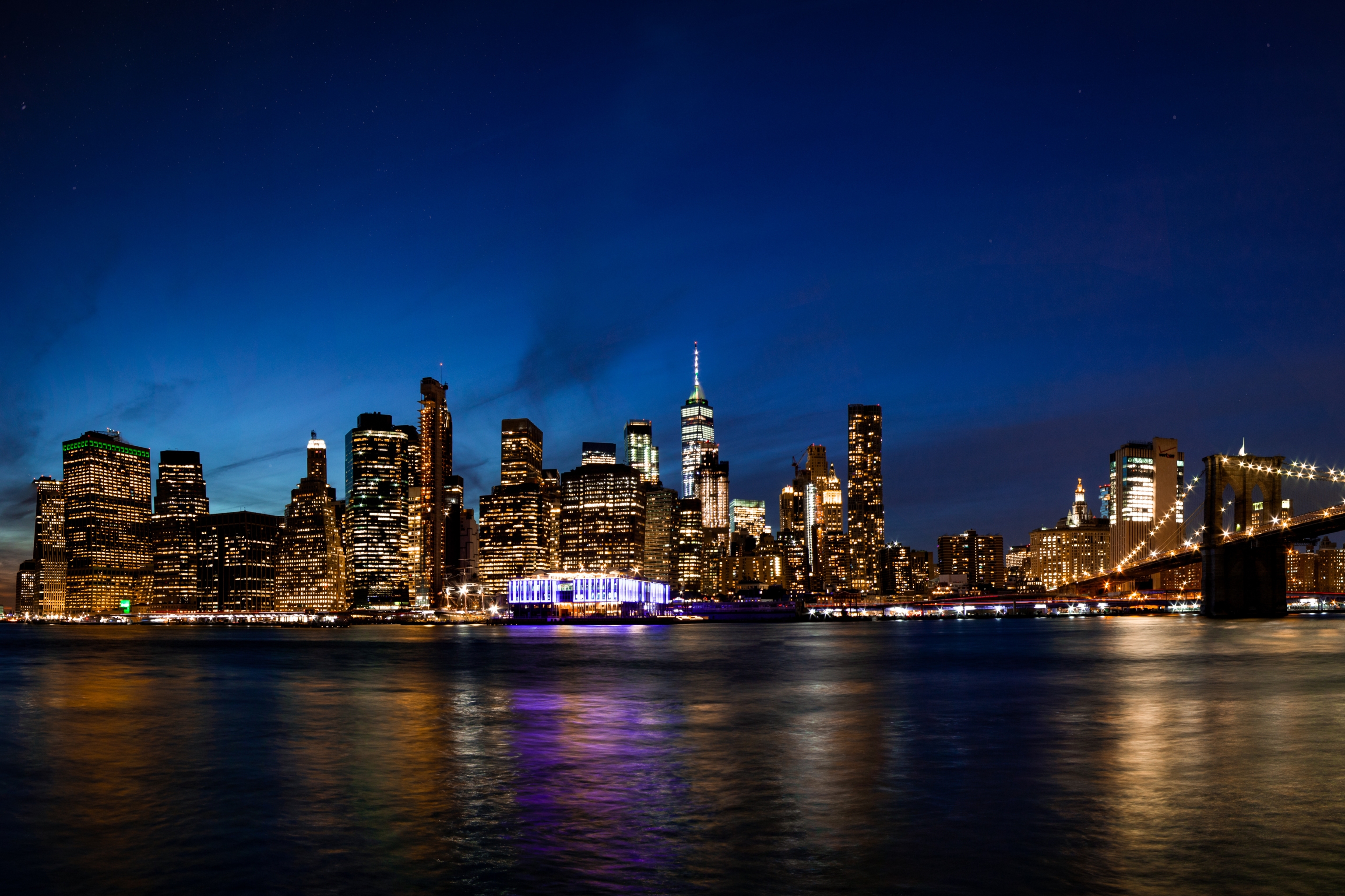 Download mobile wallpaper Cities, Night, Usa, City, New York, Manhattan, Man Made for free.