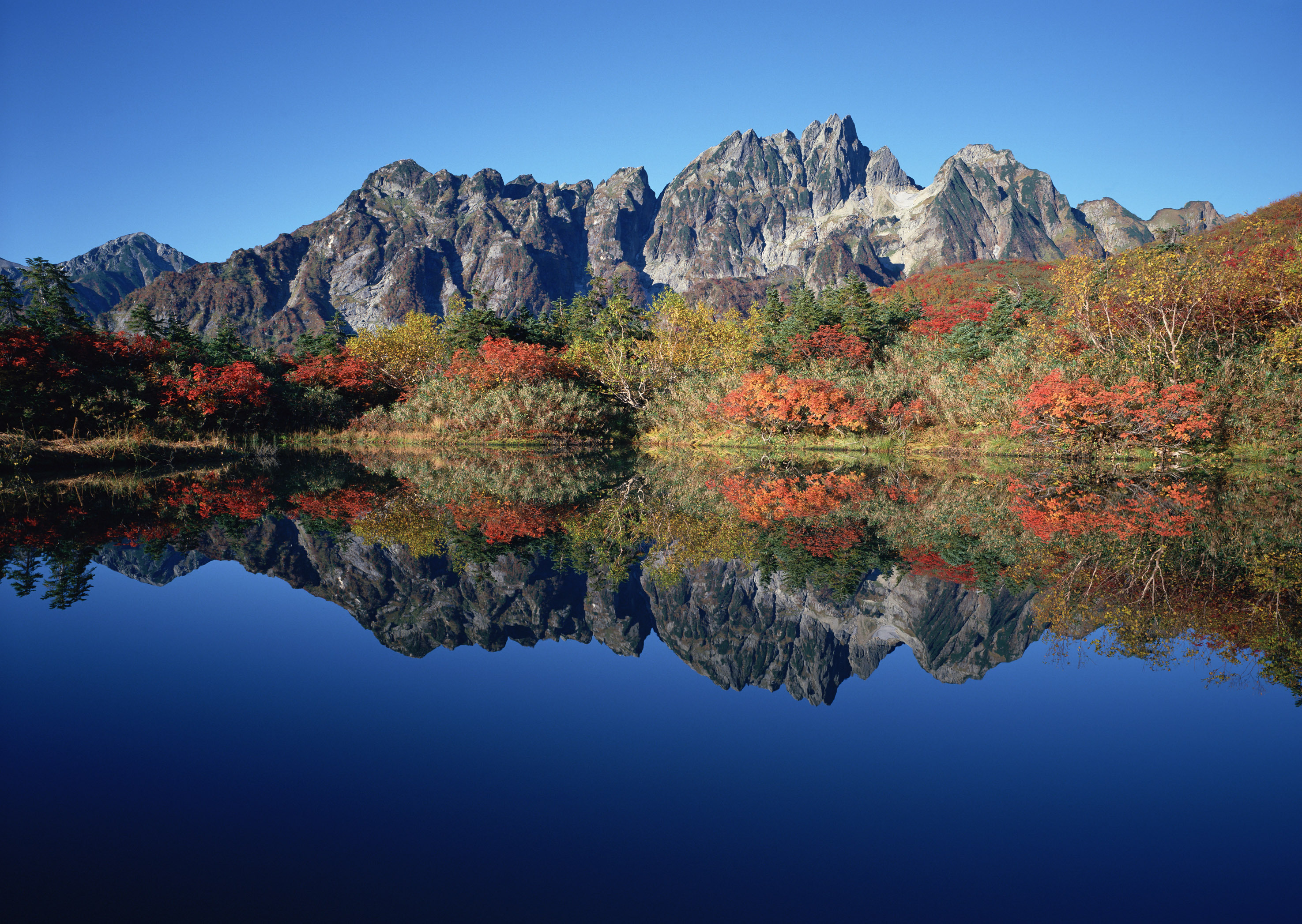 Download mobile wallpaper Season, Lake, Fall, Nature, Mountain, Earth, Reflection for free.