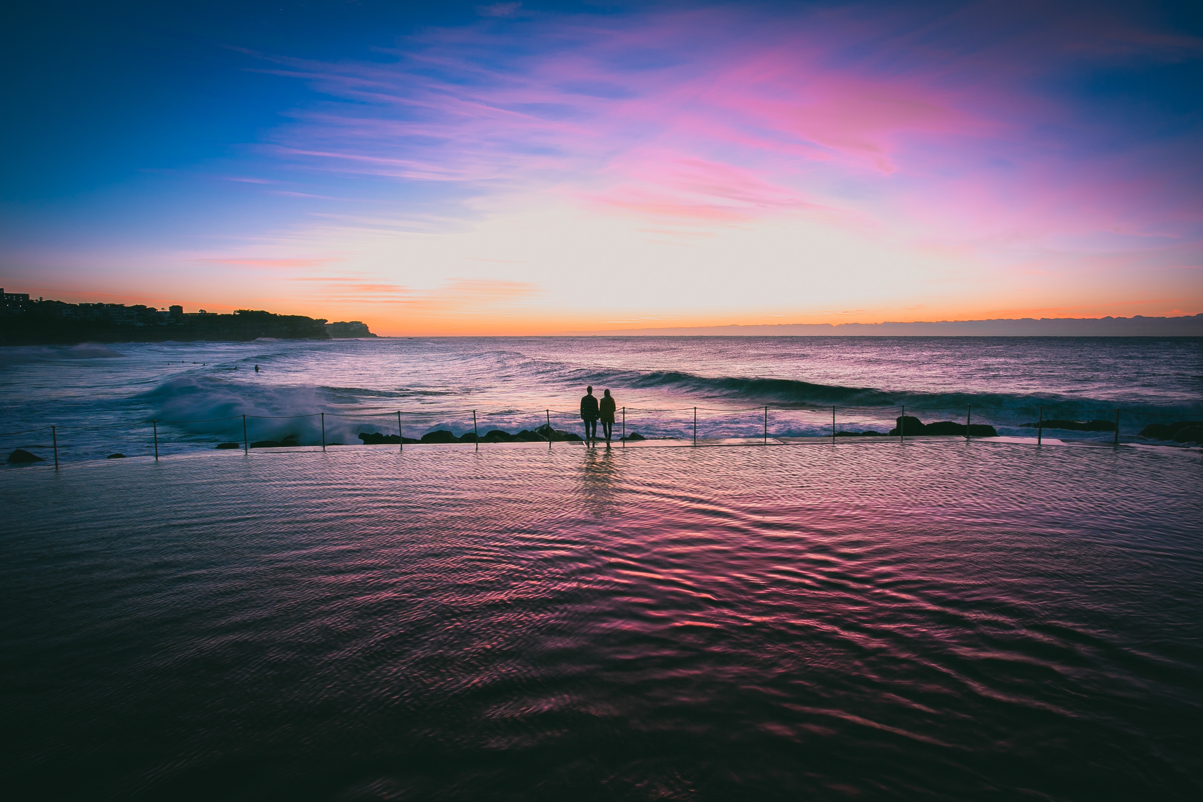 Laden Sie das Paar, Sunset, Surfen, Natur, Sea-Bild kostenlos auf Ihren PC-Desktop herunter