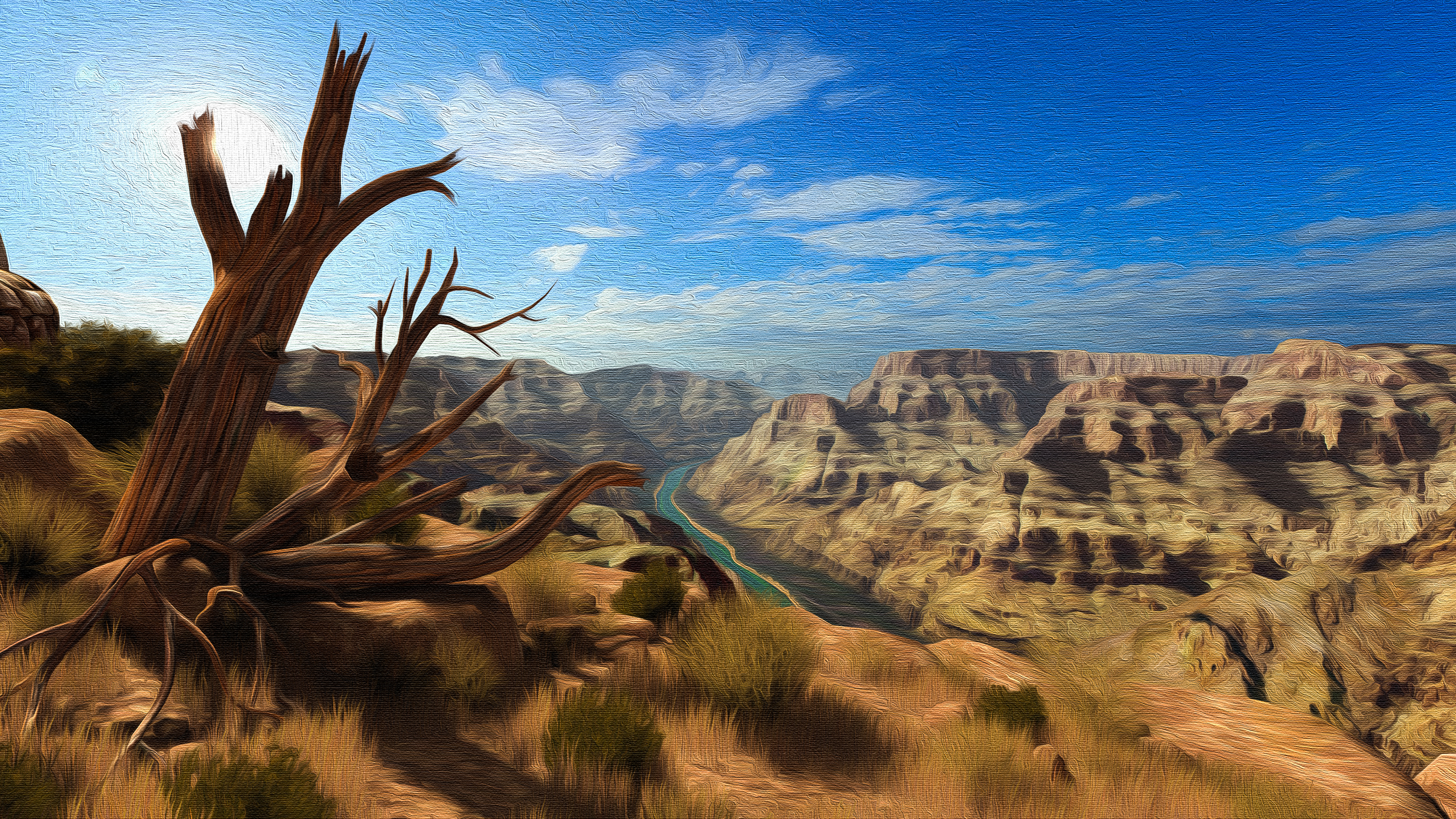 Laden Sie das Schluchten, Ölgemälde, Grand Canyon, Erde/natur-Bild kostenlos auf Ihren PC-Desktop herunter