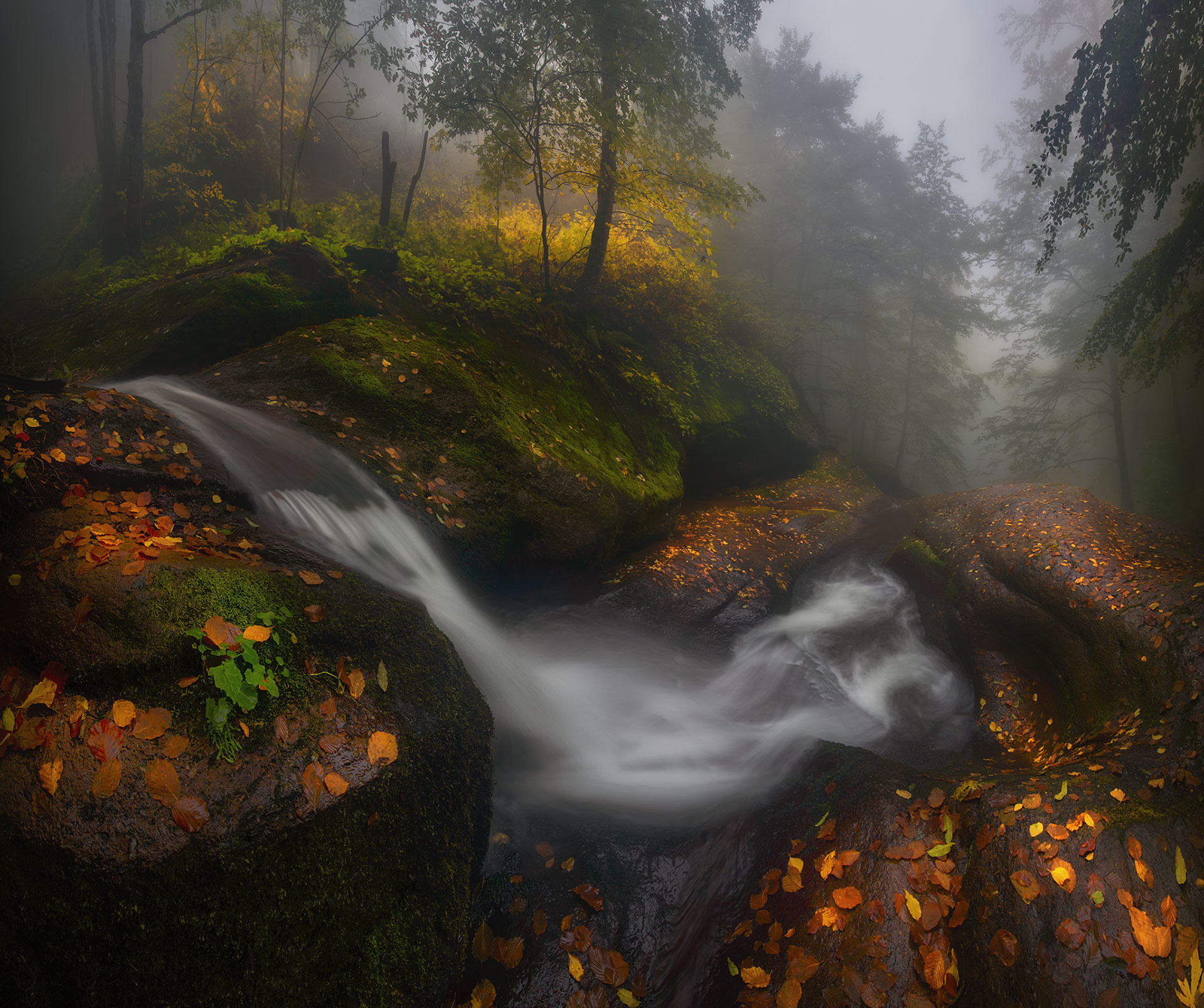 Free download wallpaper Fog, Fall, Earth, Stream on your PC desktop