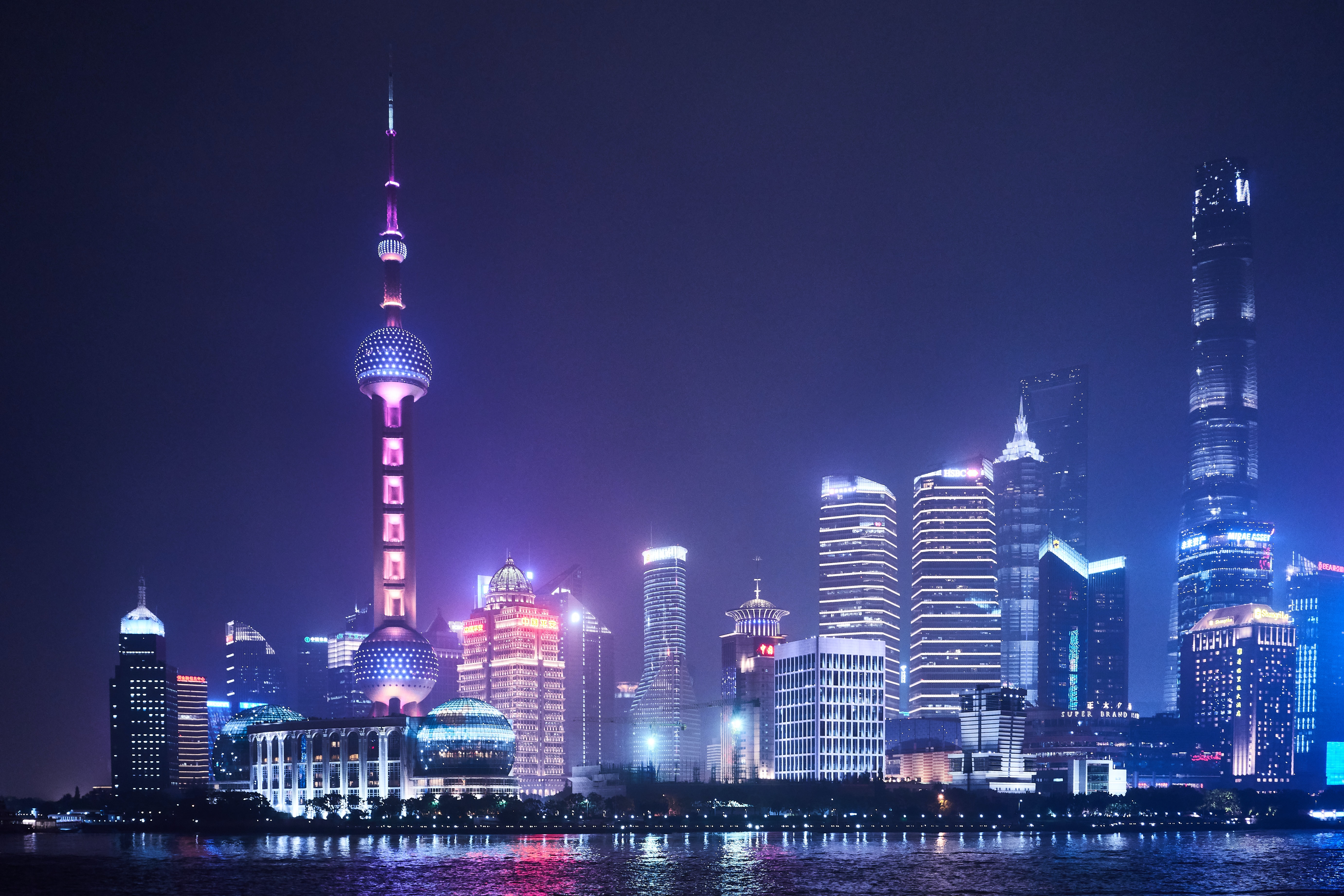 無料モバイル壁紙都市, 街, 超高層ビル, 上海, 夜, スカイライン, マンメイド, 東方明珠塔をダウンロードします。
