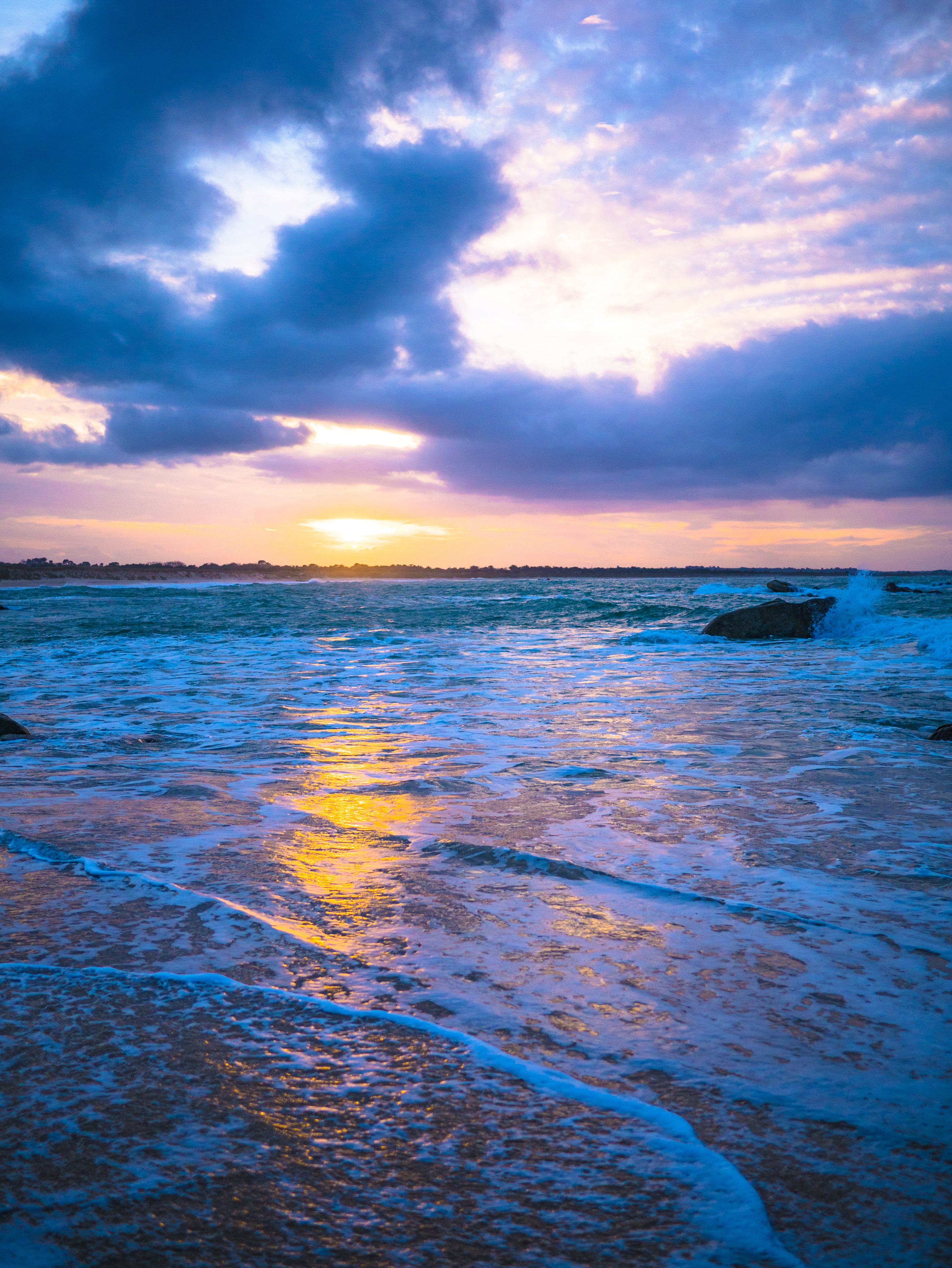 Free download wallpaper Sunset, Coast, Surf, Nature, Sea, Glare on your PC desktop