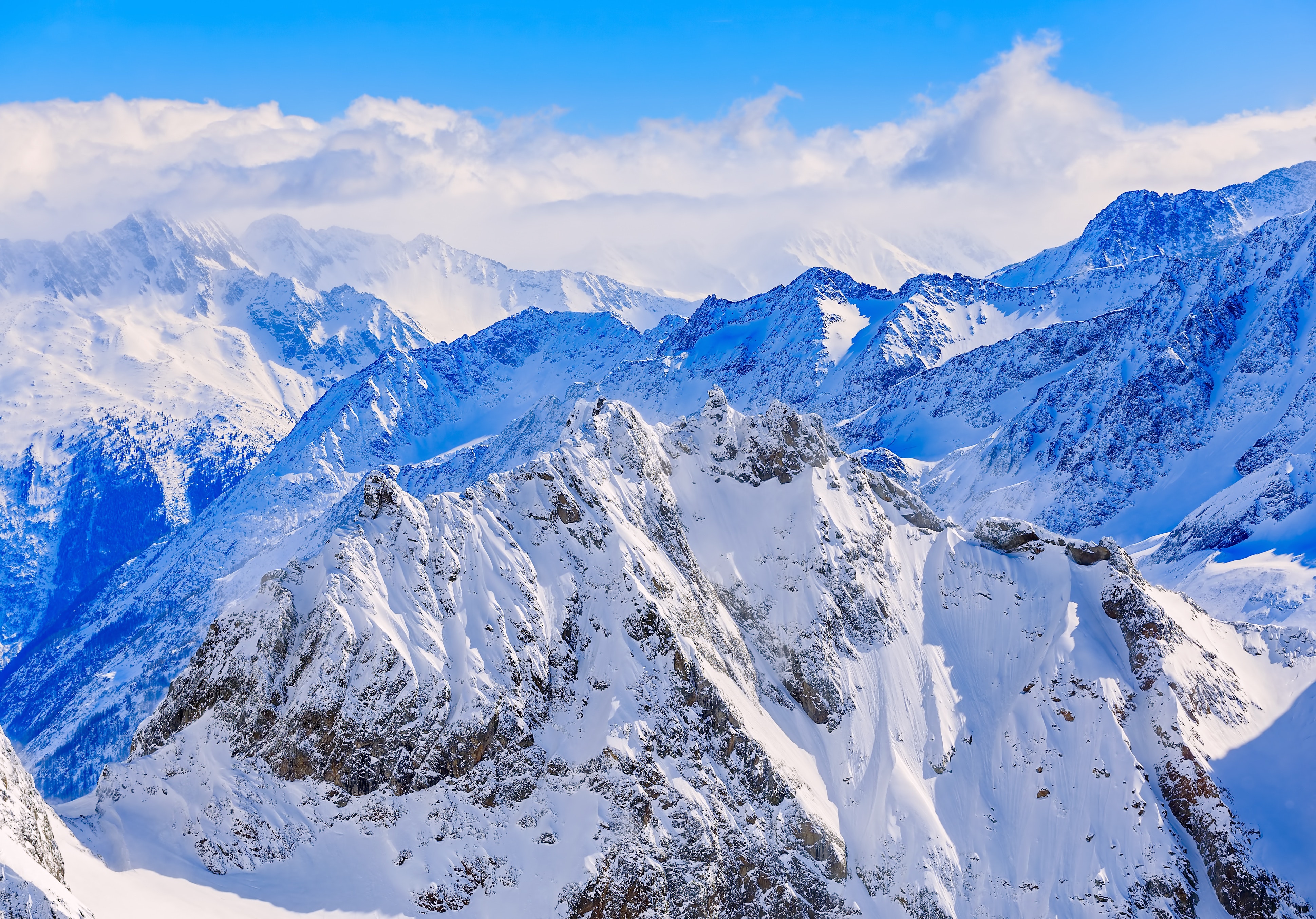 nature, tops, mountains, snow, vertex, snow covered, snowbound HD wallpaper