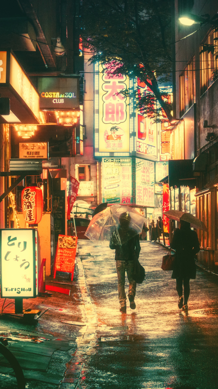 Скачать картинку Города, Ночь, Город, Неон, Япония, Сделано Человеком в телефон бесплатно.