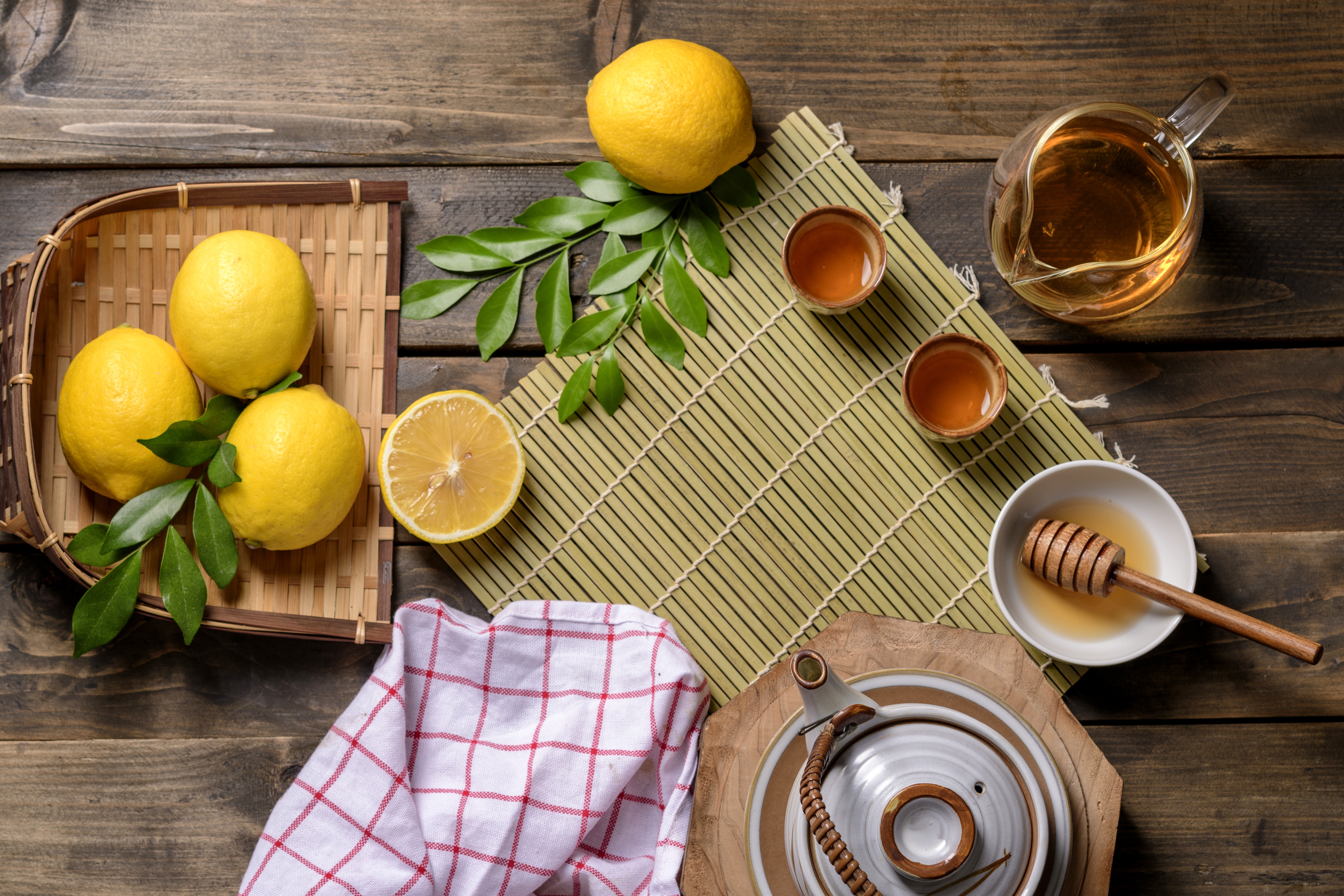 Download mobile wallpaper Food, Still Life, Lemon, Fruit, Honey, Teapot for free.
