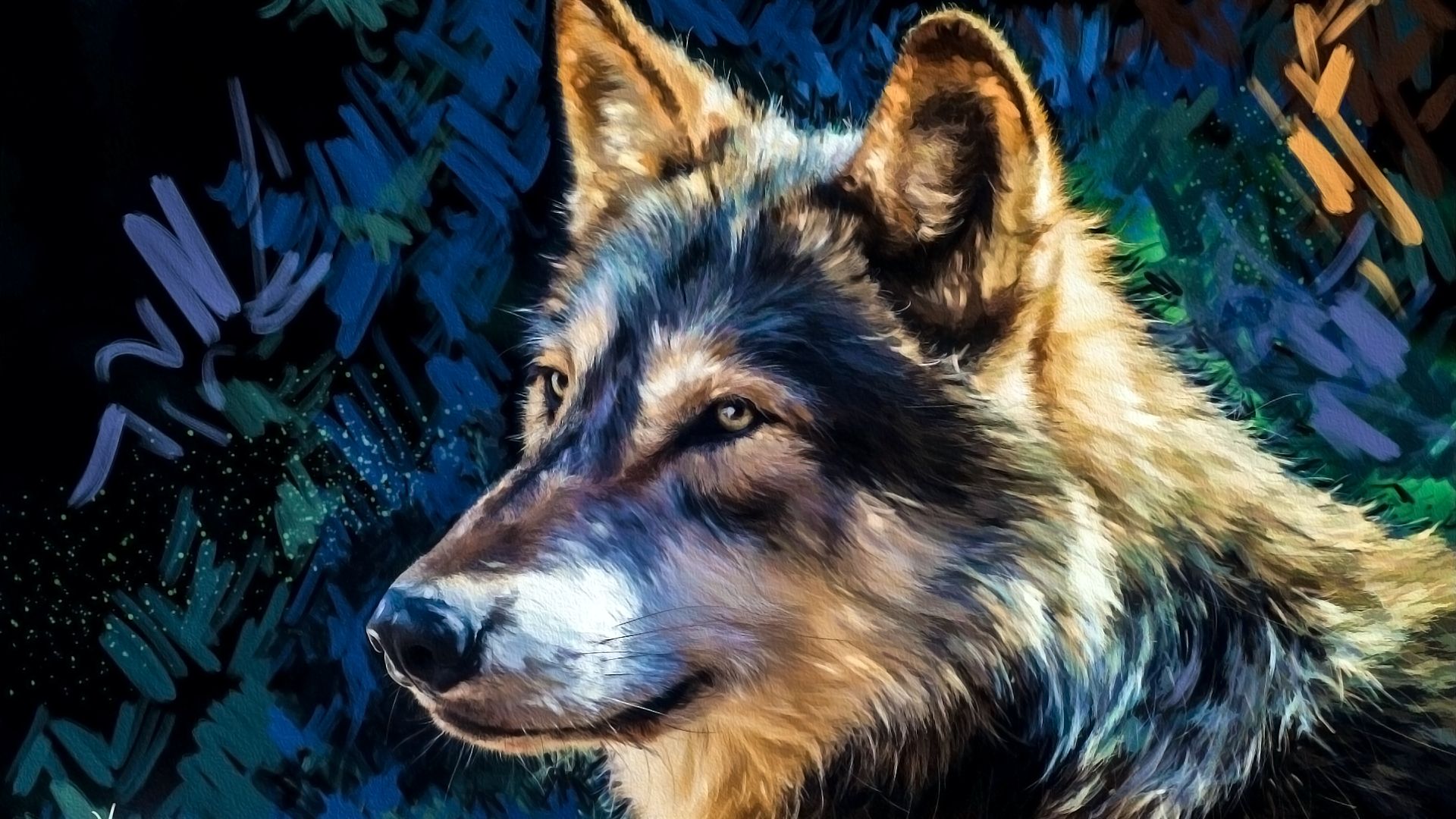 Скачать обои бесплатно Животные, Волки, Рисунок, Волк картинка на рабочий стол ПК