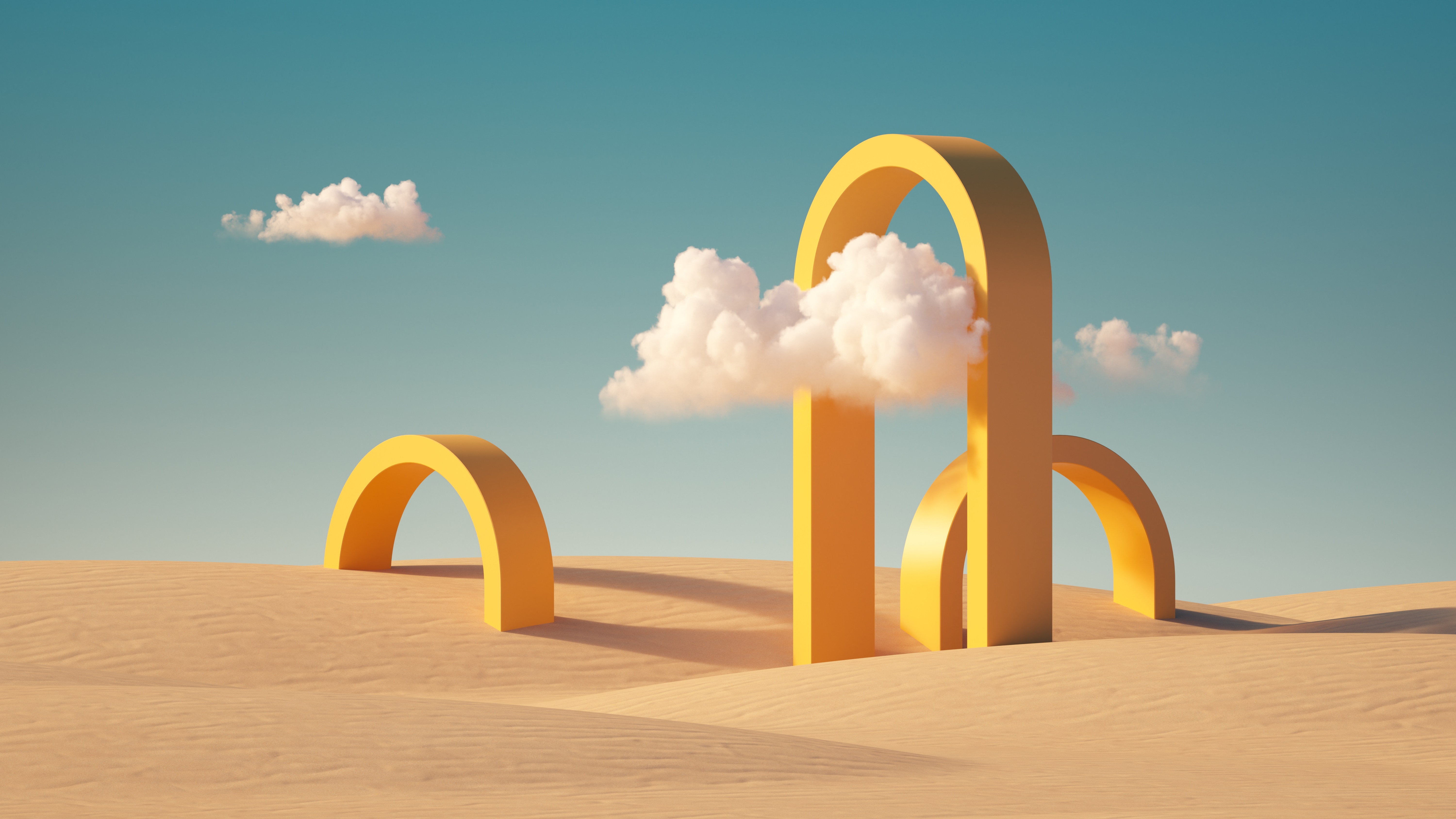 Download mobile wallpaper Architecture, Desert, 3D, Artistic, Cloud for free.