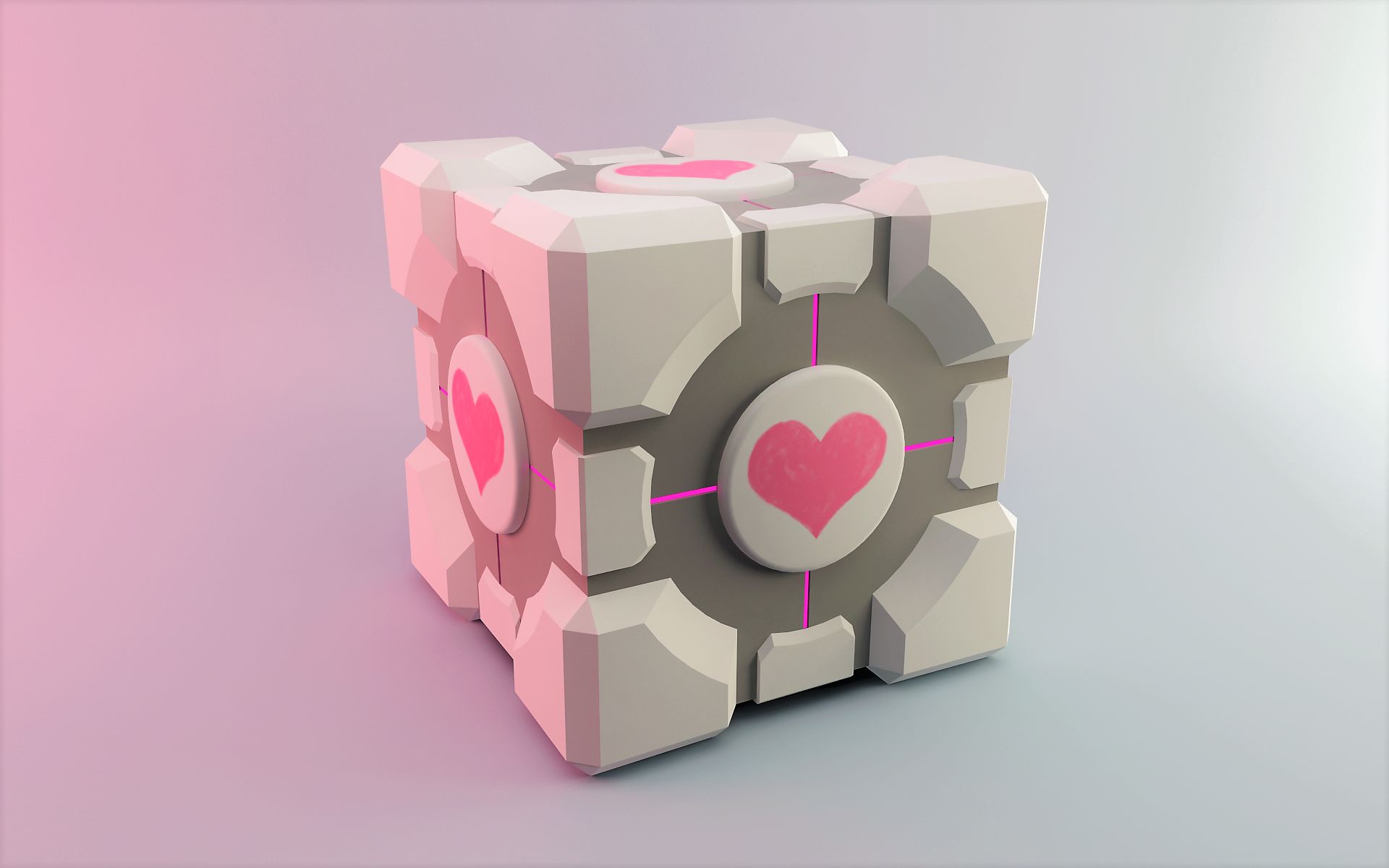 Free download wallpaper Pink, Heart, Cube, Portal, Video Game on your PC desktop