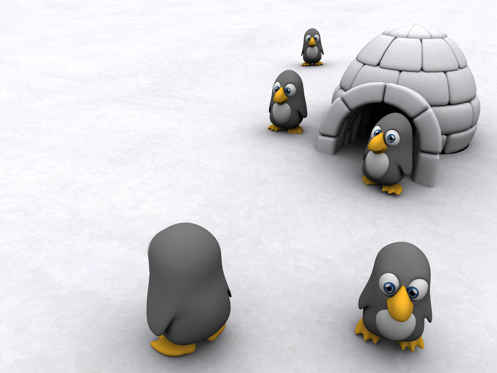 1077746 Hintergrundbild herunterladen tiere, künstlerisch, iglu, pinguin - Bildschirmschoner und Bilder kostenlos