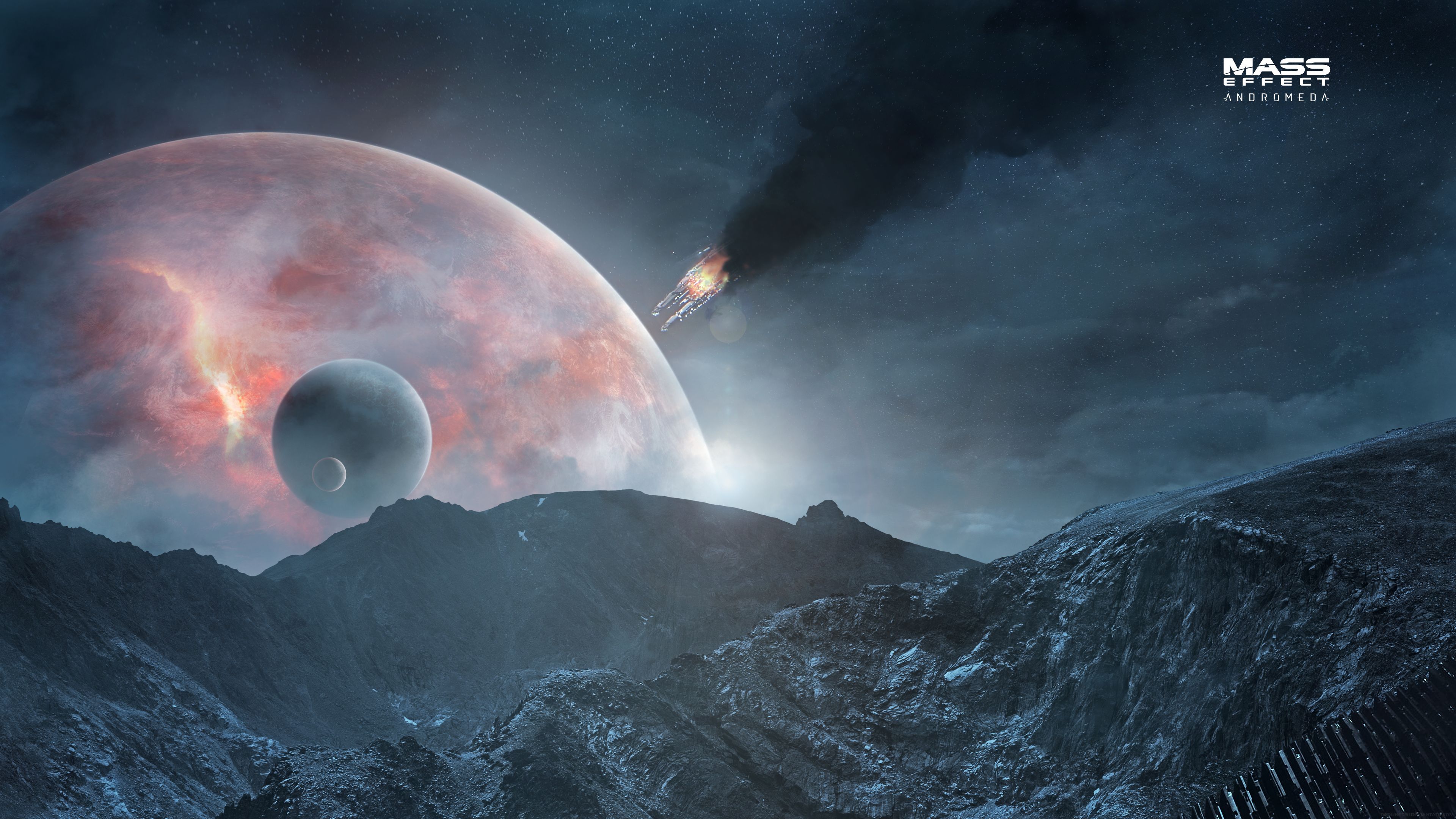Descarga gratuita de fondo de pantalla para móvil de Montaña, Espacio, Planeta, Ciencia Ficción, Astronave, Videojuego, Efecto Masivo, Mass Effect: Andromeda.