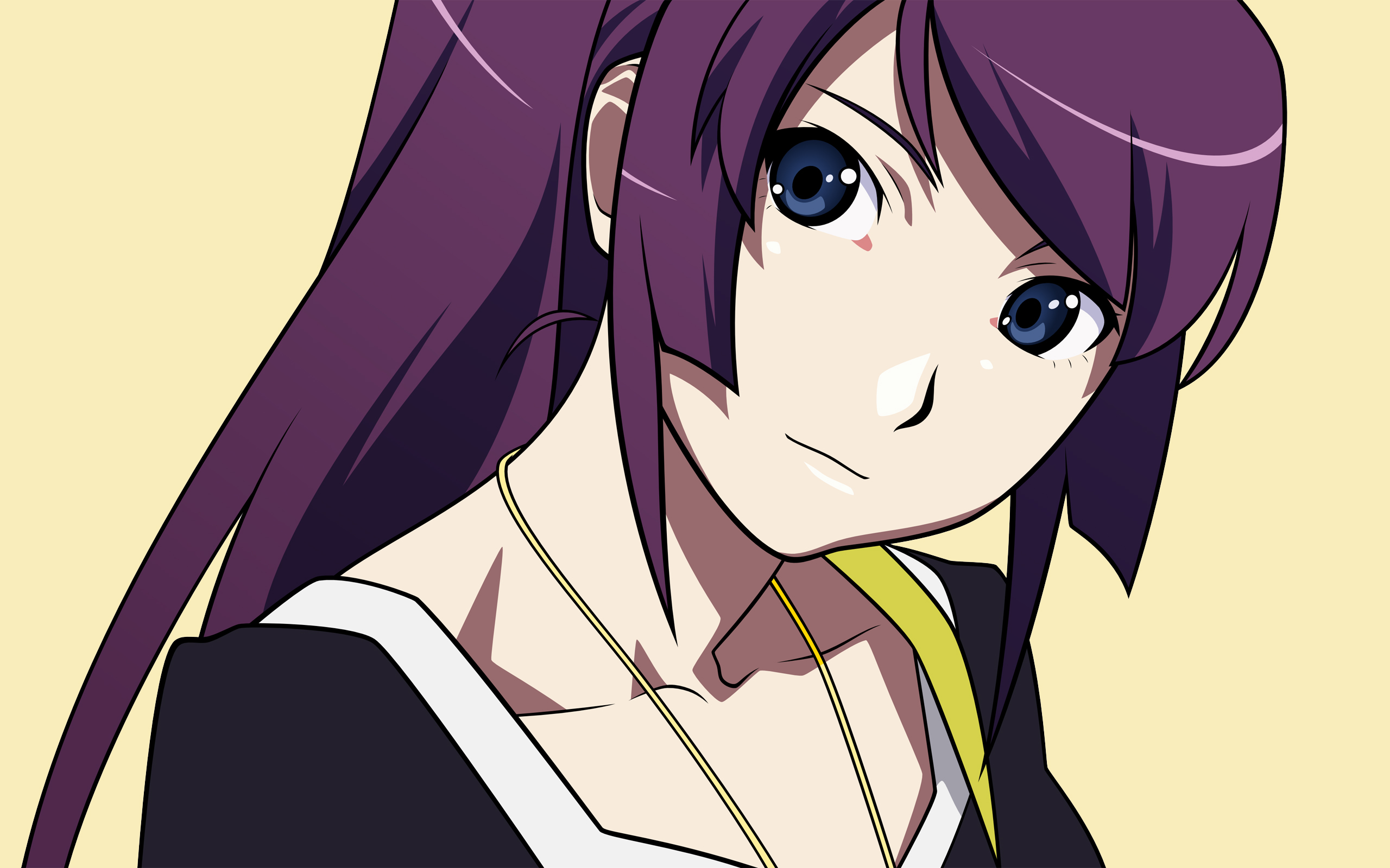 Download mobile wallpaper Anime, Blue Eyes, Monogatari (Series), Purple Hair, Hitagi Senjōgahara for free.