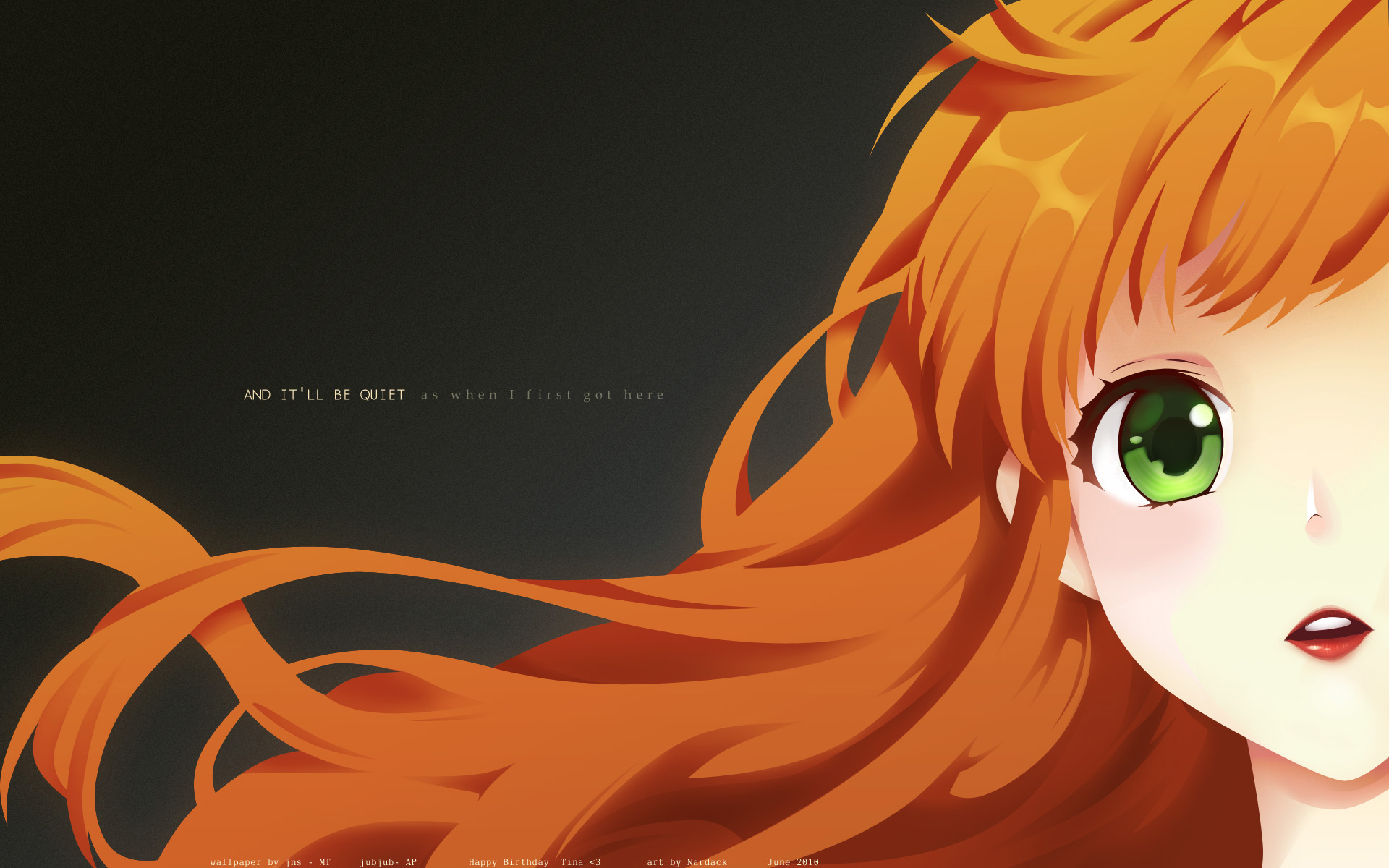 Download mobile wallpaper Anime, Green Eyes, Original, Long Hair, Orange Hair for free.