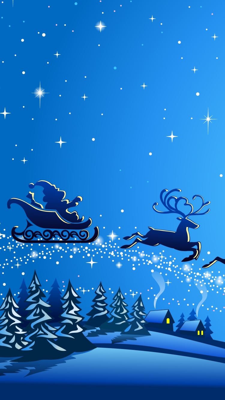 Téléchargez des papiers peints mobile Père Noël, Noël, Vacances, Traîneau, Renne gratuitement.