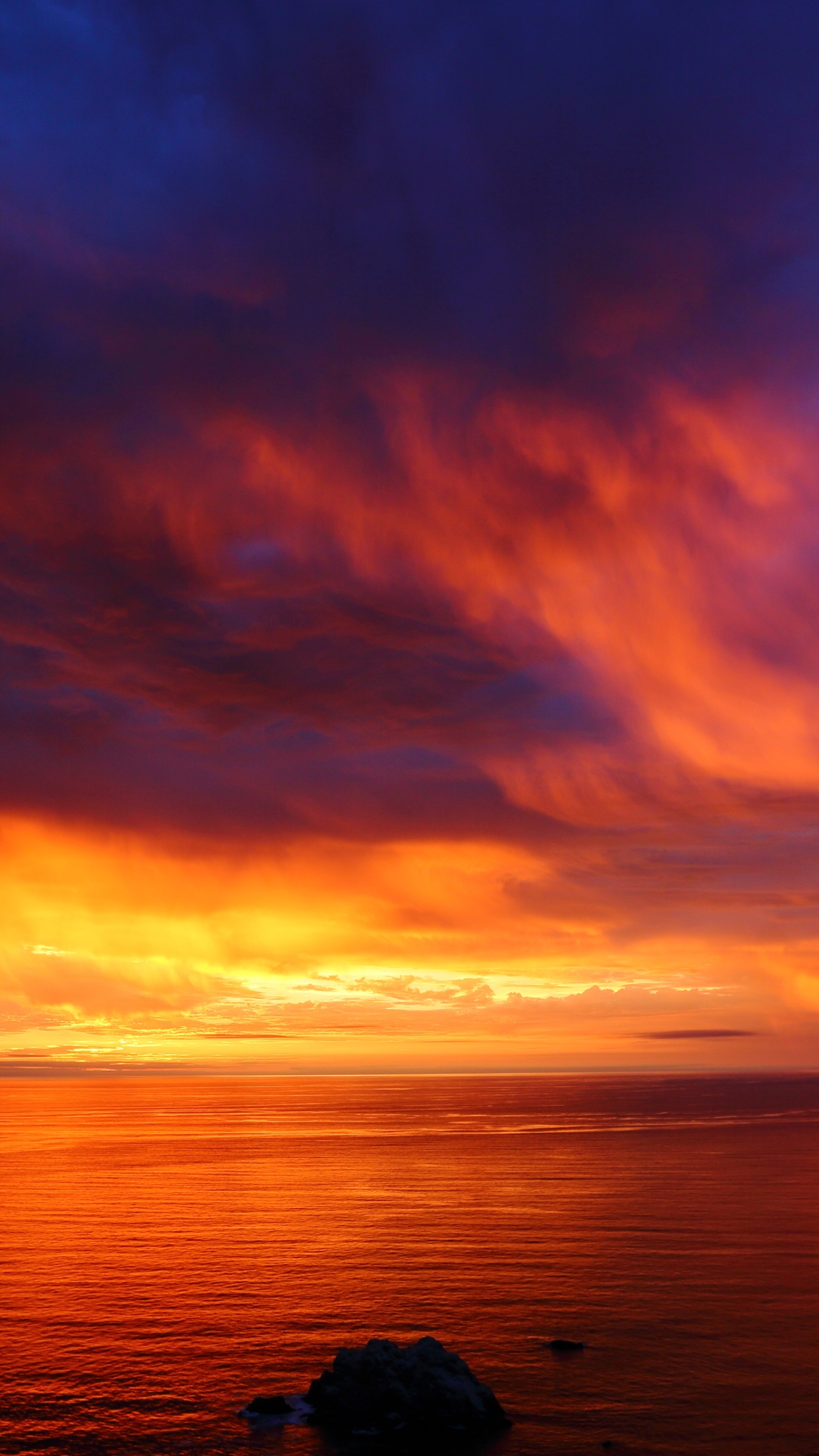 Descarga gratuita de fondo de pantalla para móvil de Naturaleza, Cielo, Mar, Horizonte, Océano, Nube, Atardecer, Tierra/naturaleza, Color Naranja).