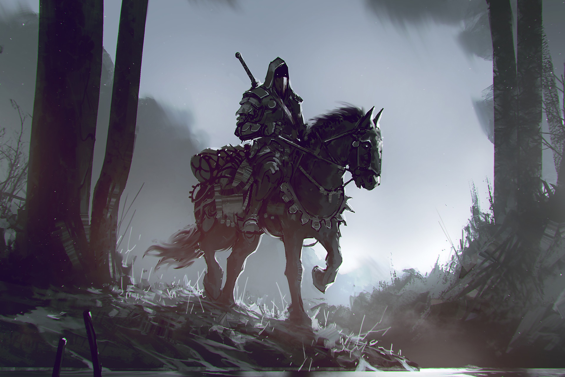 Download mobile wallpaper Fantasy, Warrior, Horse for free.