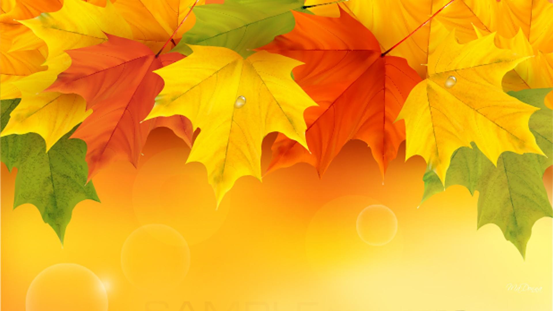 Скачать картинку Осень, Лист, Цвета, Зеленый, Жёлтый, Художественные, Оранжевый Цвет) в телефон бесплатно.