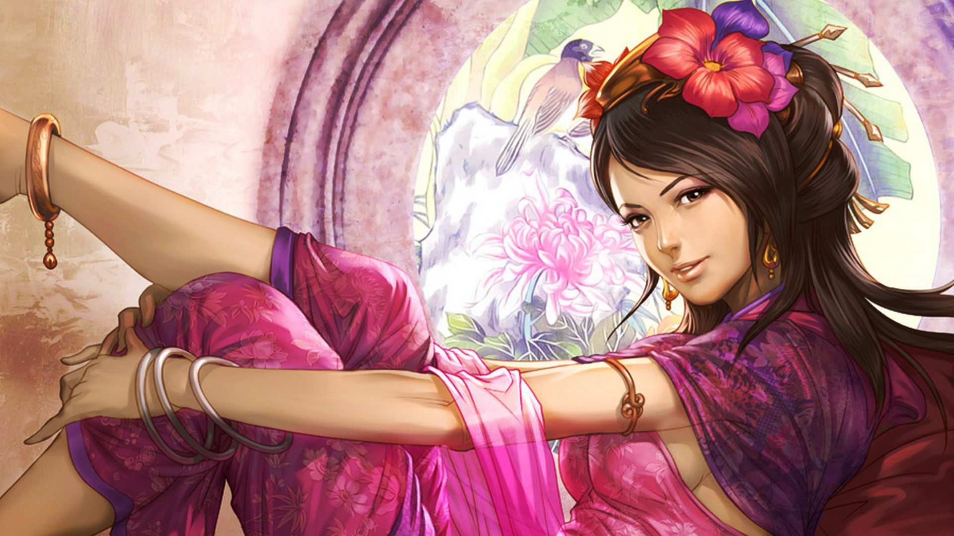 Download mobile wallpaper Fantasy, Flower, Women for free.