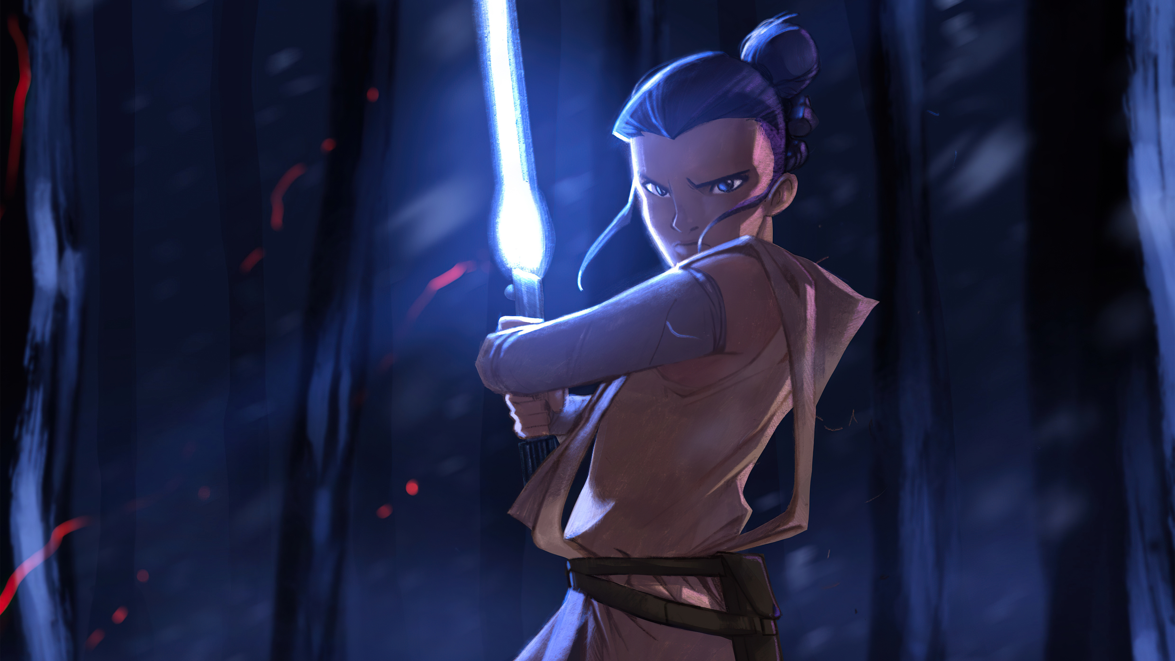 Download mobile wallpaper Star Wars, Sci Fi, Lightsaber, Rey (Star Wars) for free.