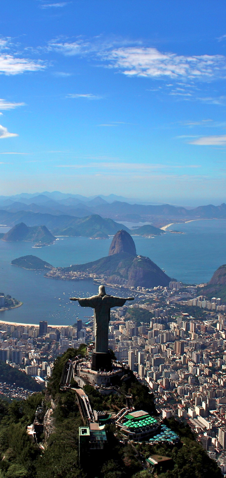 無料モバイル壁紙都市, リオデジャネイロ, ブラジル, マンメイド, コルコバードのキリストをダウンロードします。