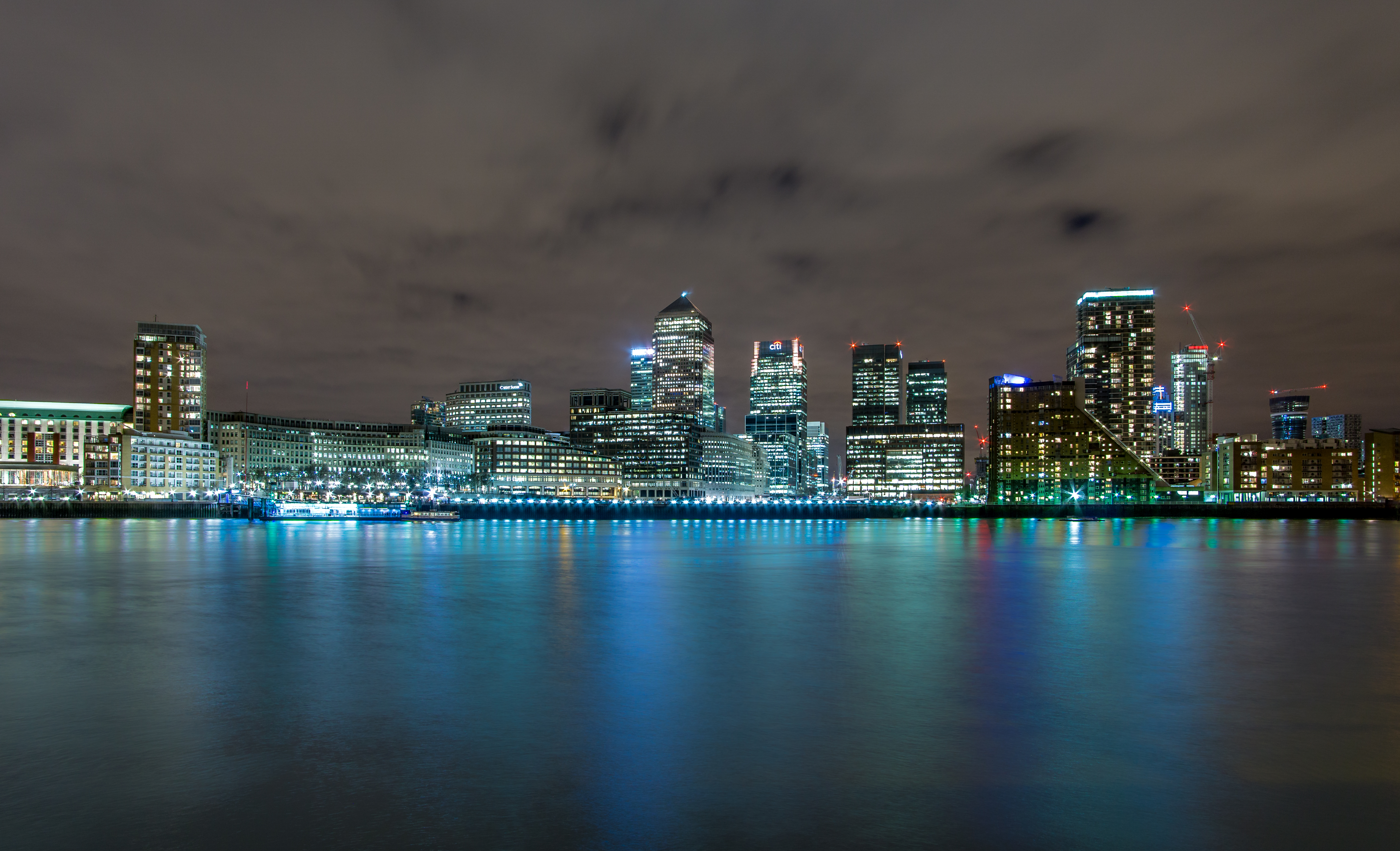 Download mobile wallpaper Lights, Cities, Building, Night City, Water, London for free.
