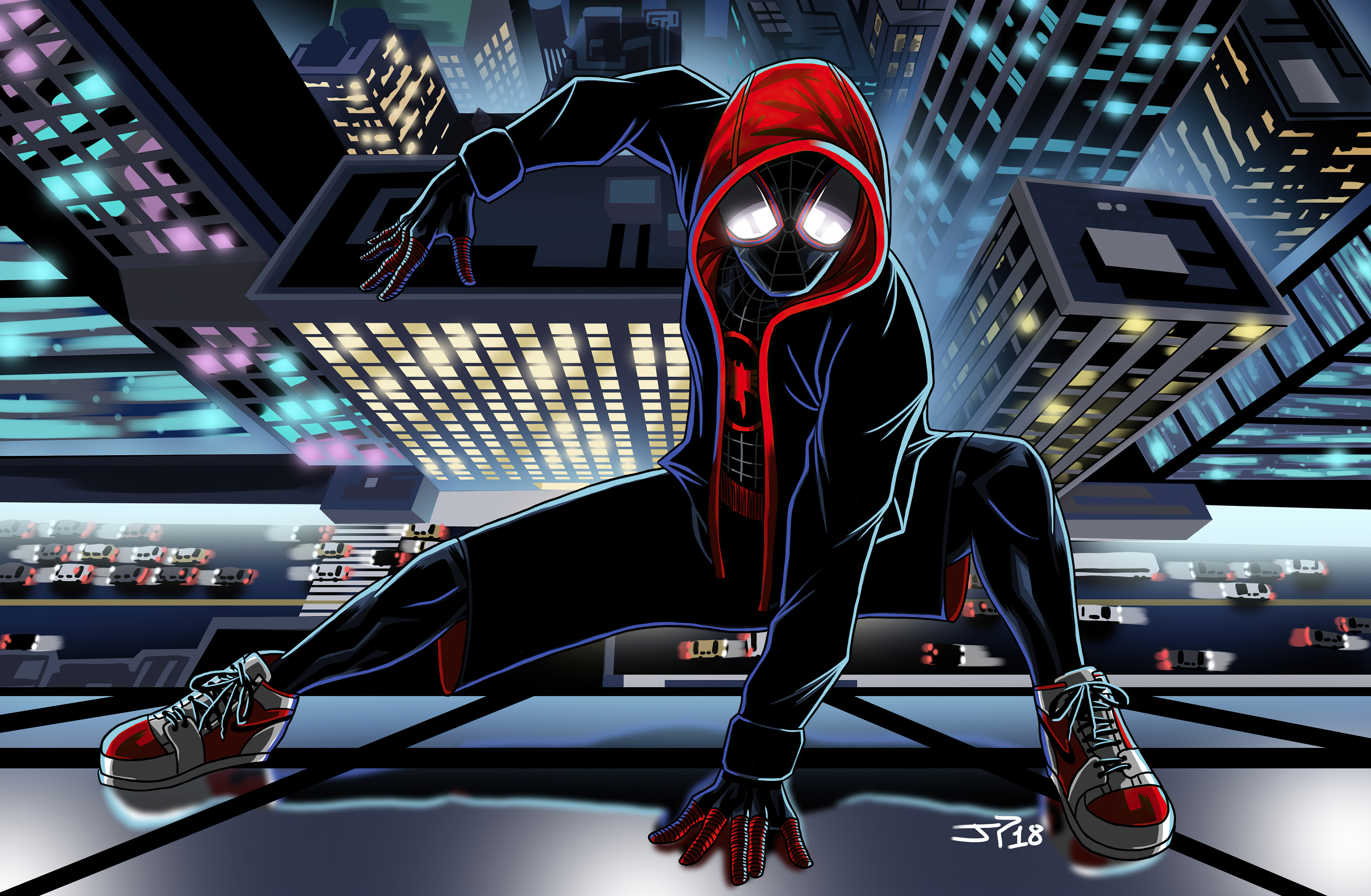 Laden Sie das Comics, Spider Man, Meilen Morales, Spider Man: A New Universe-Bild kostenlos auf Ihren PC-Desktop herunter