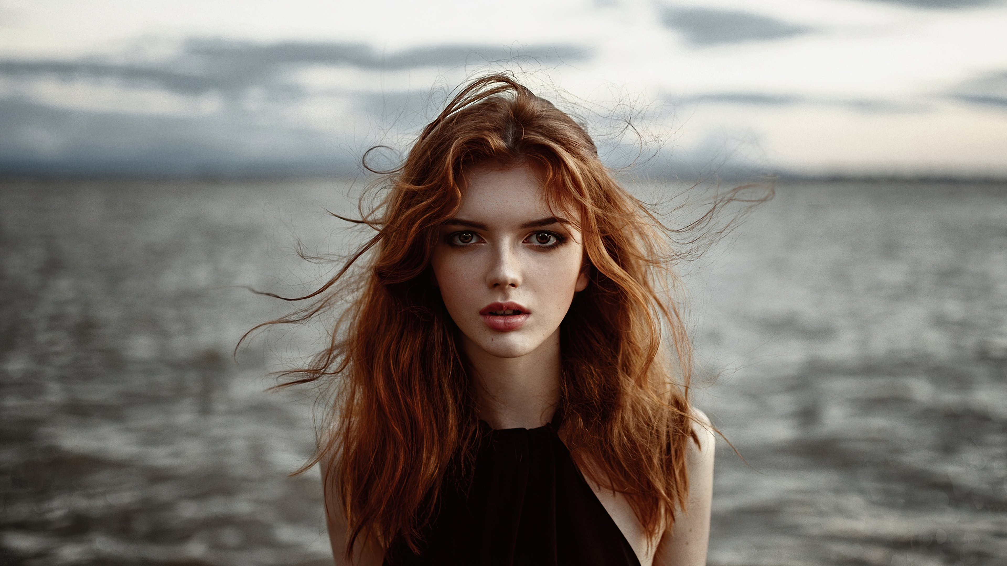 Download mobile wallpaper Redhead, Face, Model, Women, Lipstick, Depth Of Field for free.