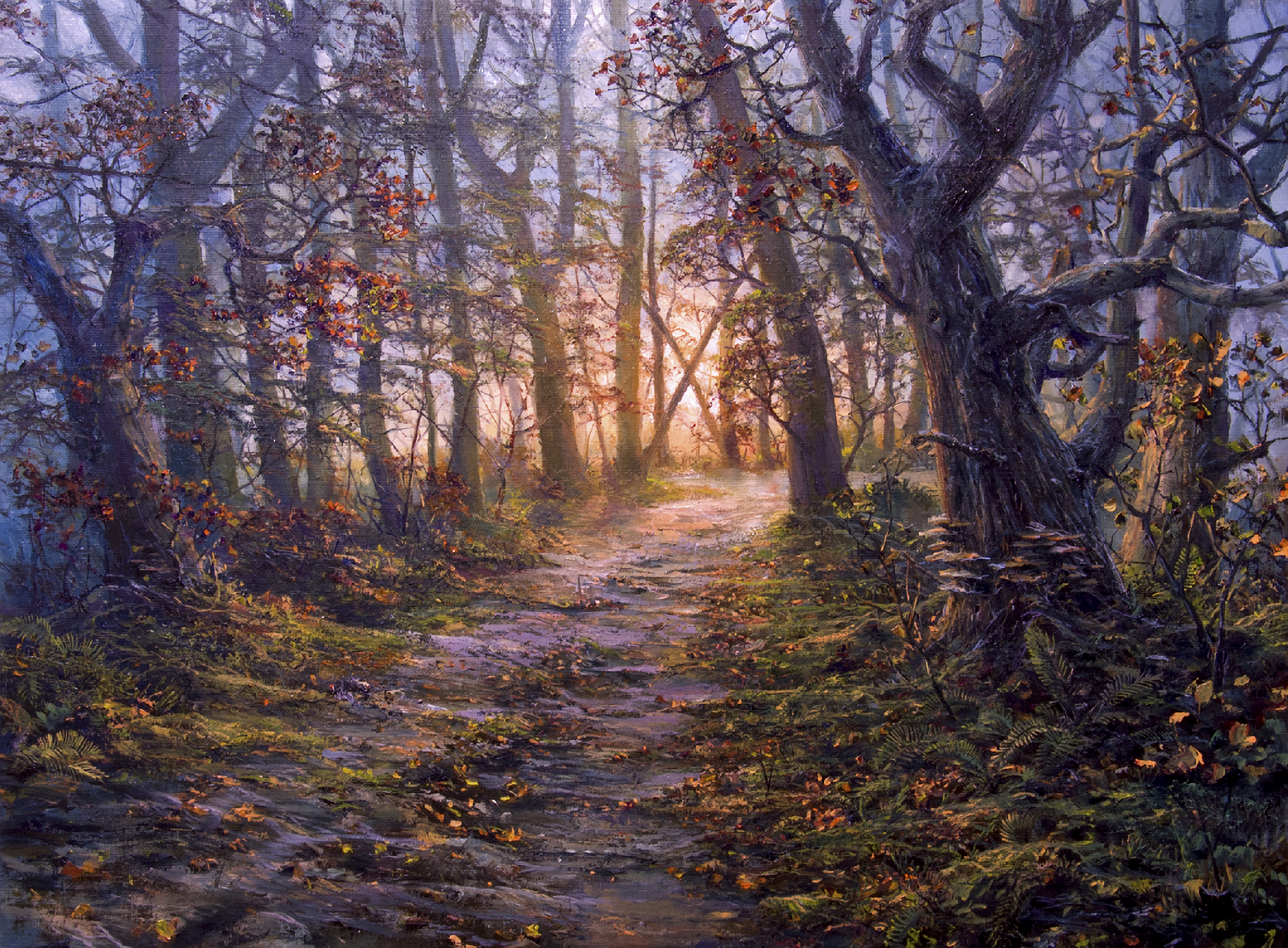 Download mobile wallpaper Path, Forest, Landscape, Autumn, Art for free.