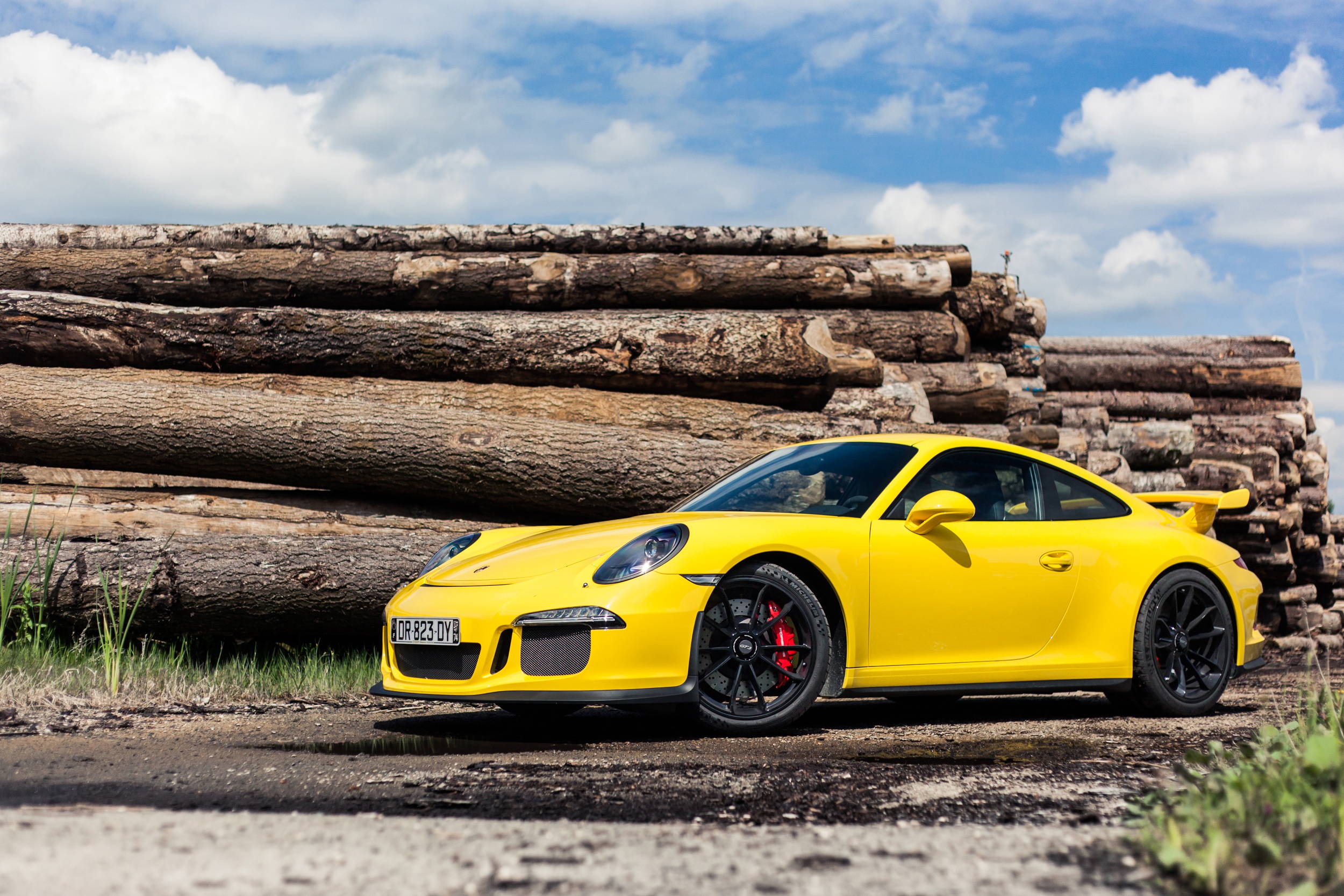 Download mobile wallpaper Porsche, Car, Porsche 911, Porsche 911 Gt3, Vehicles, Yellow Car for free.