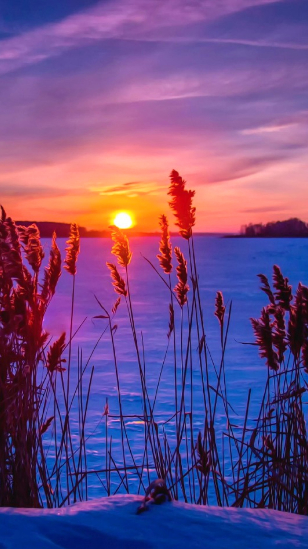 Download mobile wallpaper Winter, Sunset, Sun, Snow, Silhouette, Earth for free.